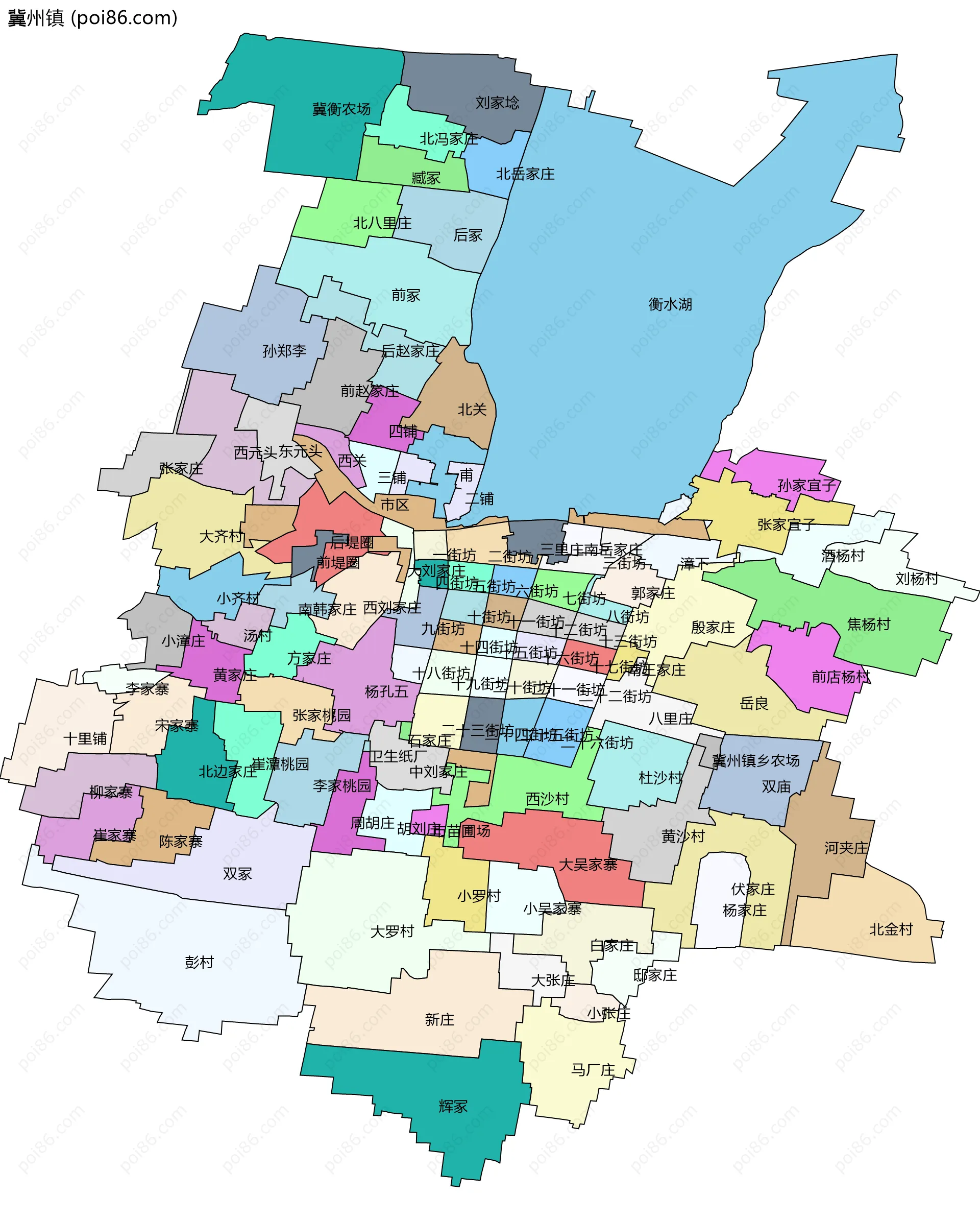冀州镇边界地图(五级行政区划)