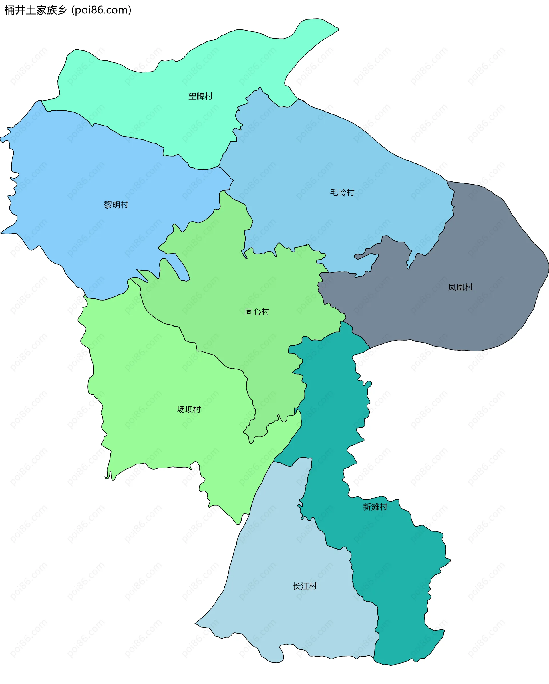 桶井土家族乡边界地图(五级行政区划)