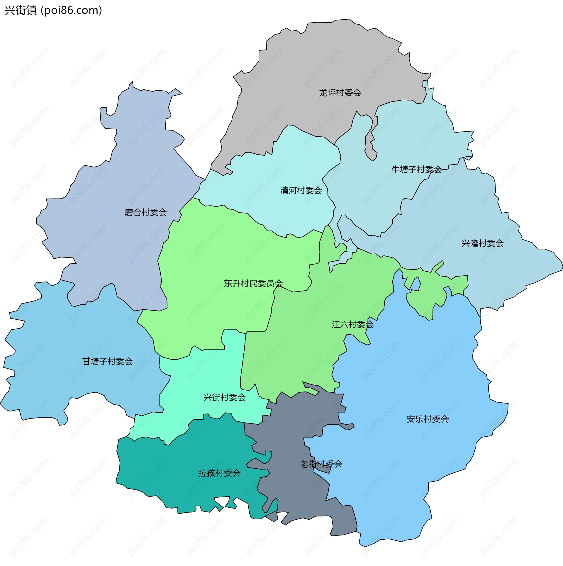 兴街镇边界地图(五级行政区划)