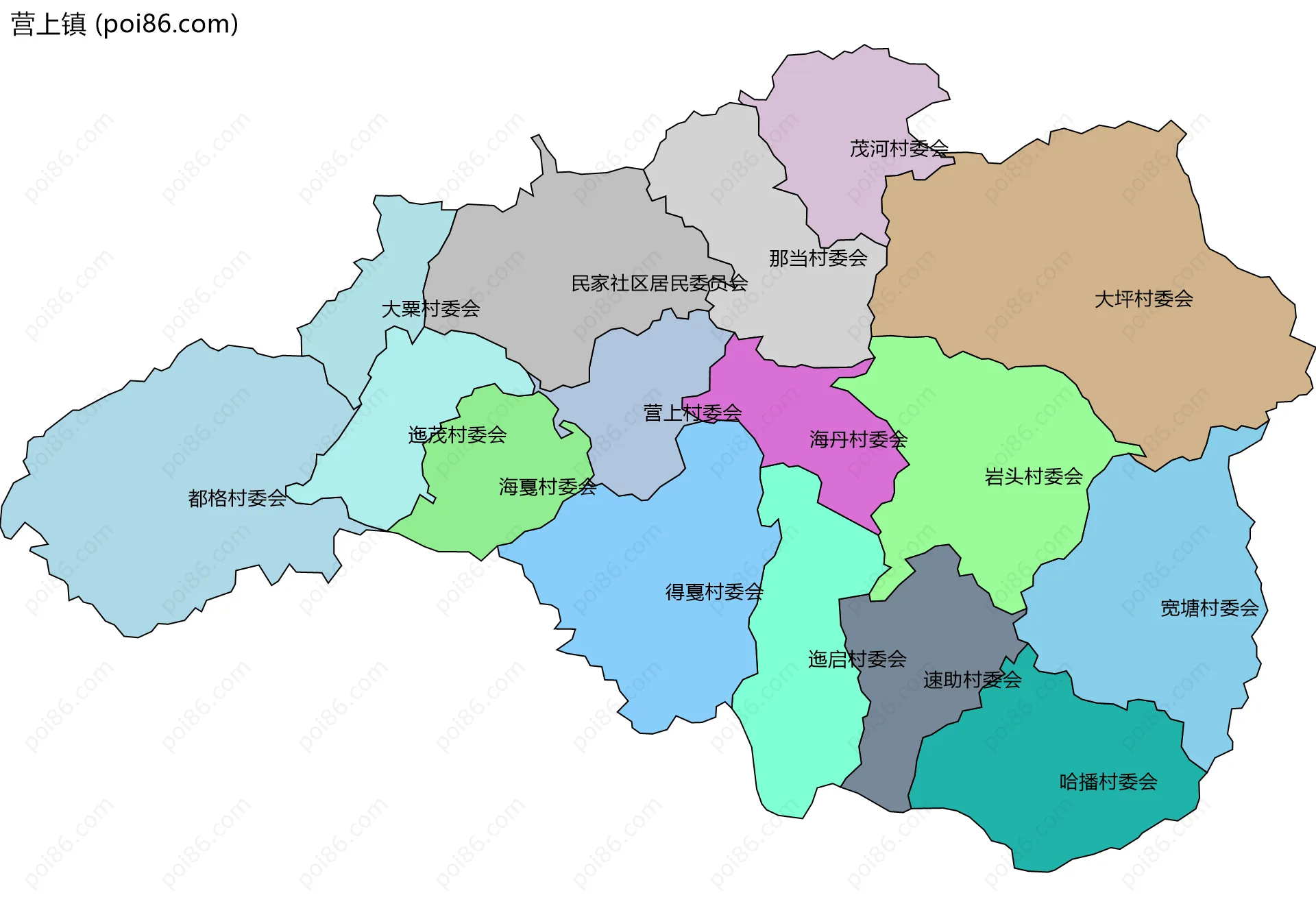营上镇边界地图(五级行政区划)