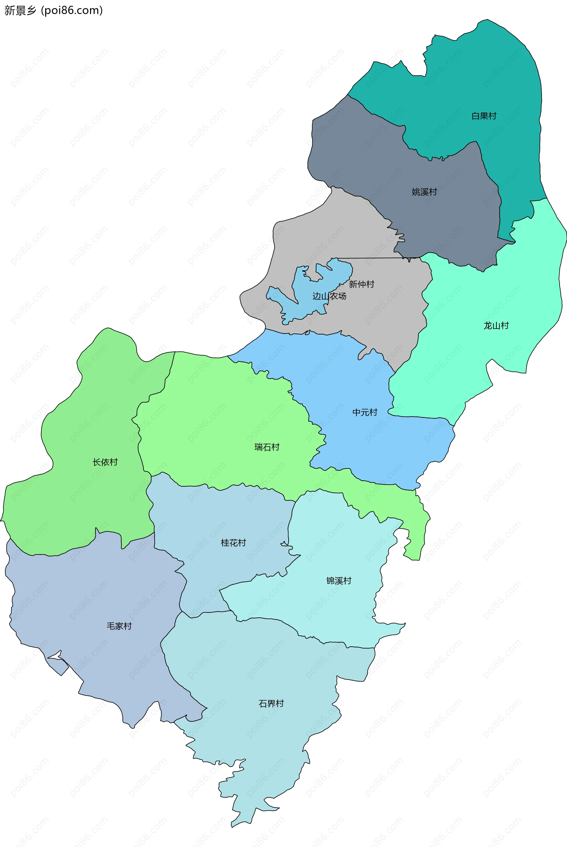 新景乡边界地图(五级行政区划)