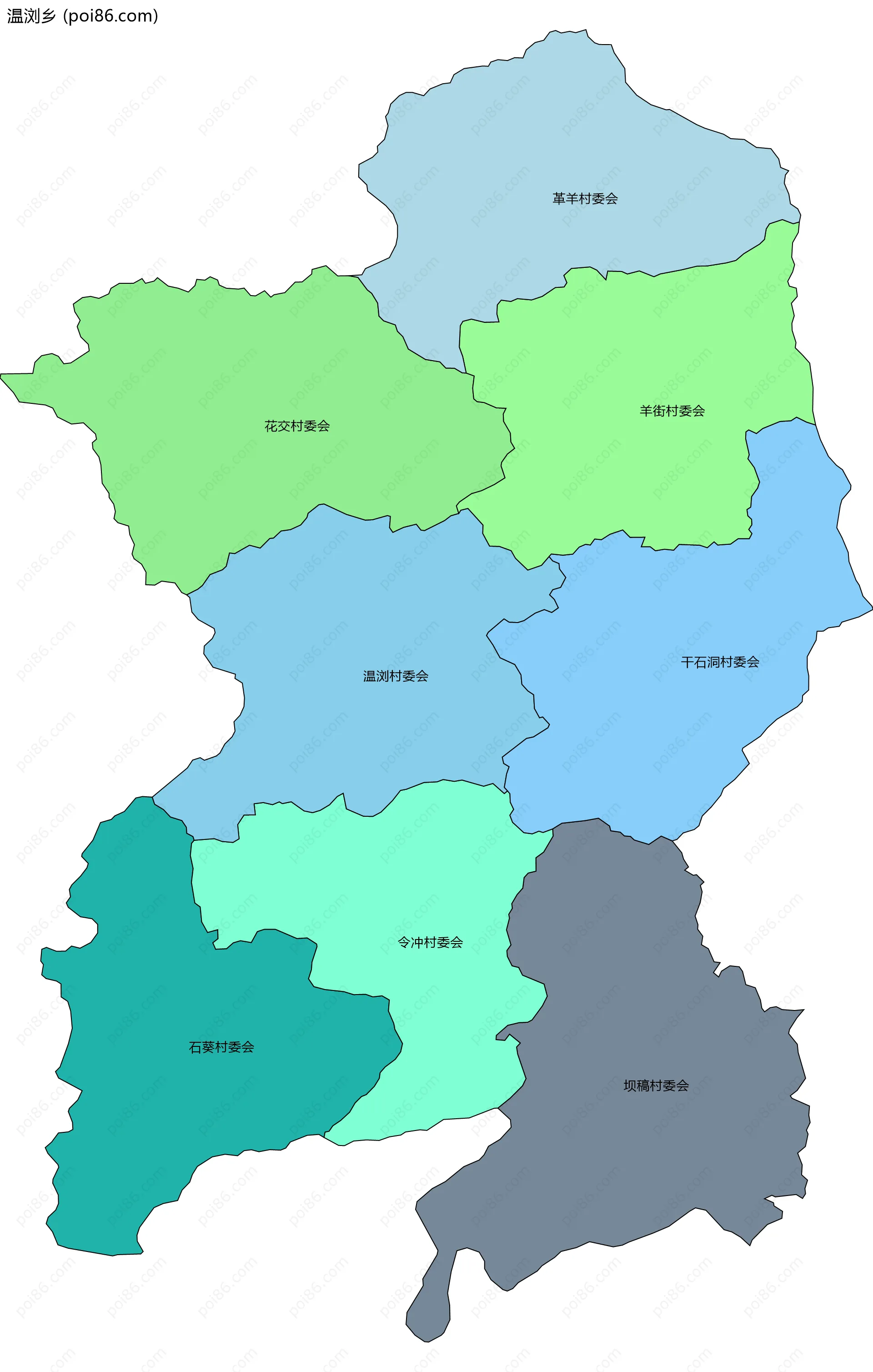 温浏乡边界地图(五级行政区划)