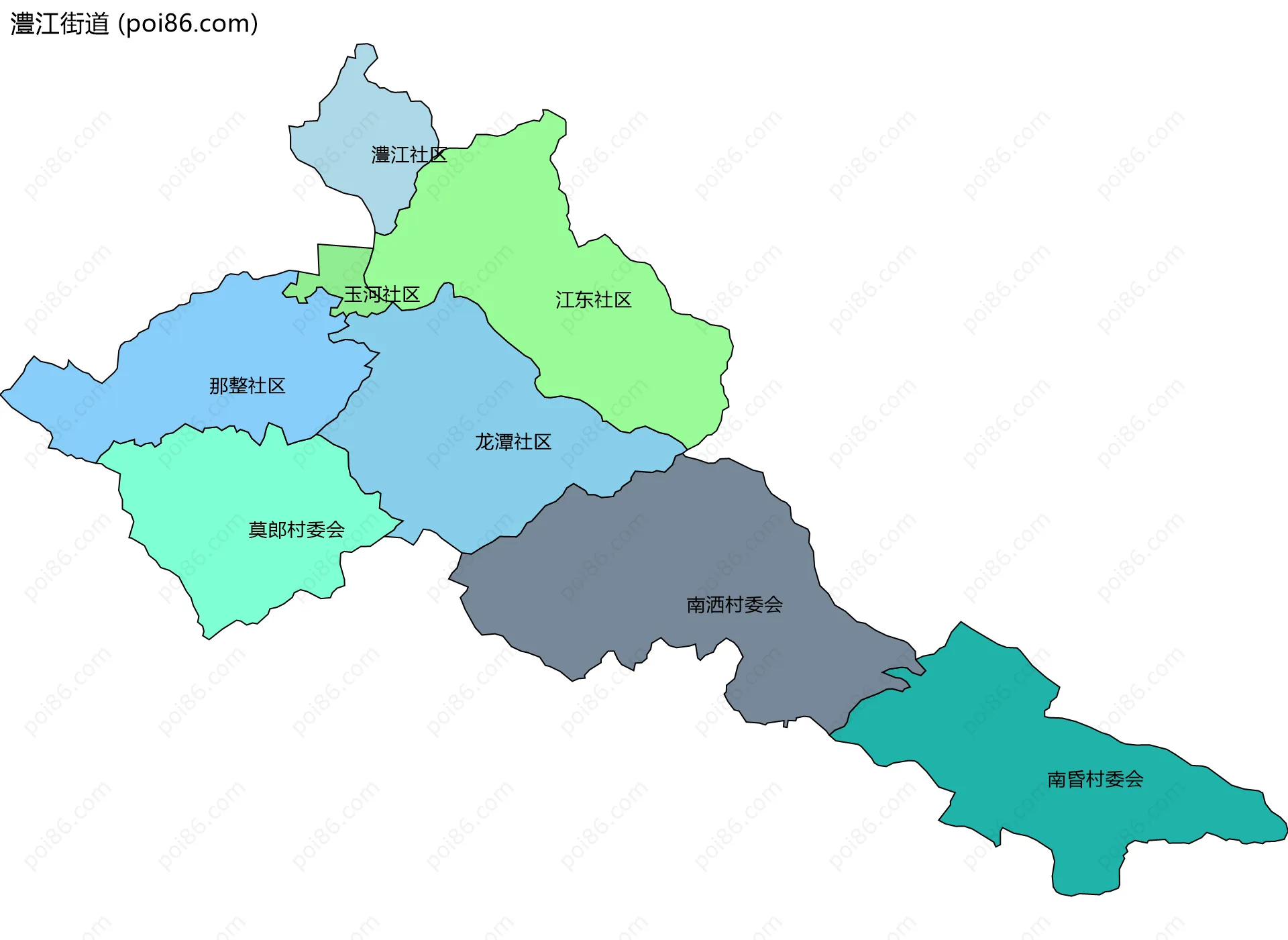 澧江街道边界地图(五级行政区划)