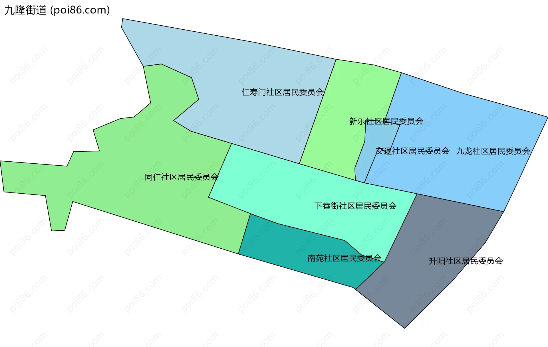 九隆街道边界地图(五级行政区划)