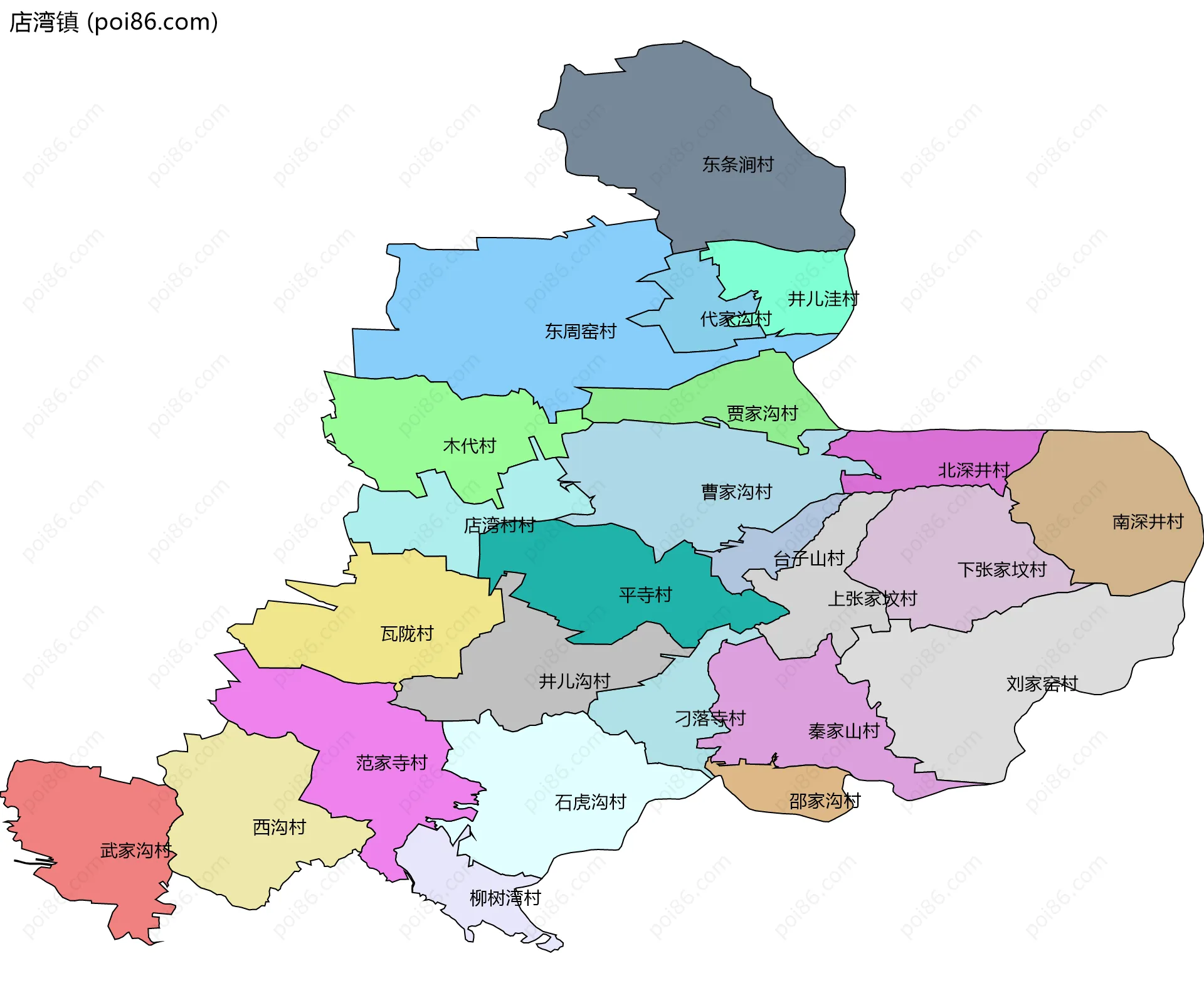 店湾镇边界地图(五级行政区划)