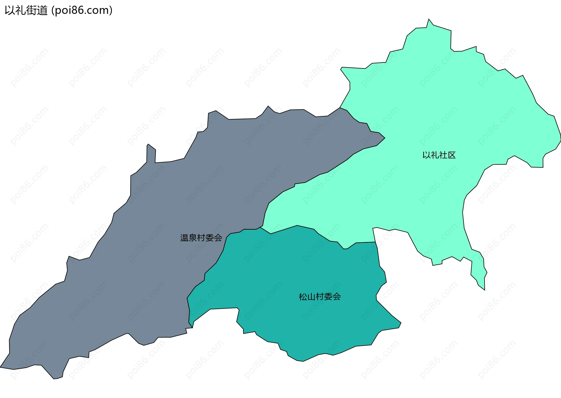 以礼街道边界地图(五级行政区划)