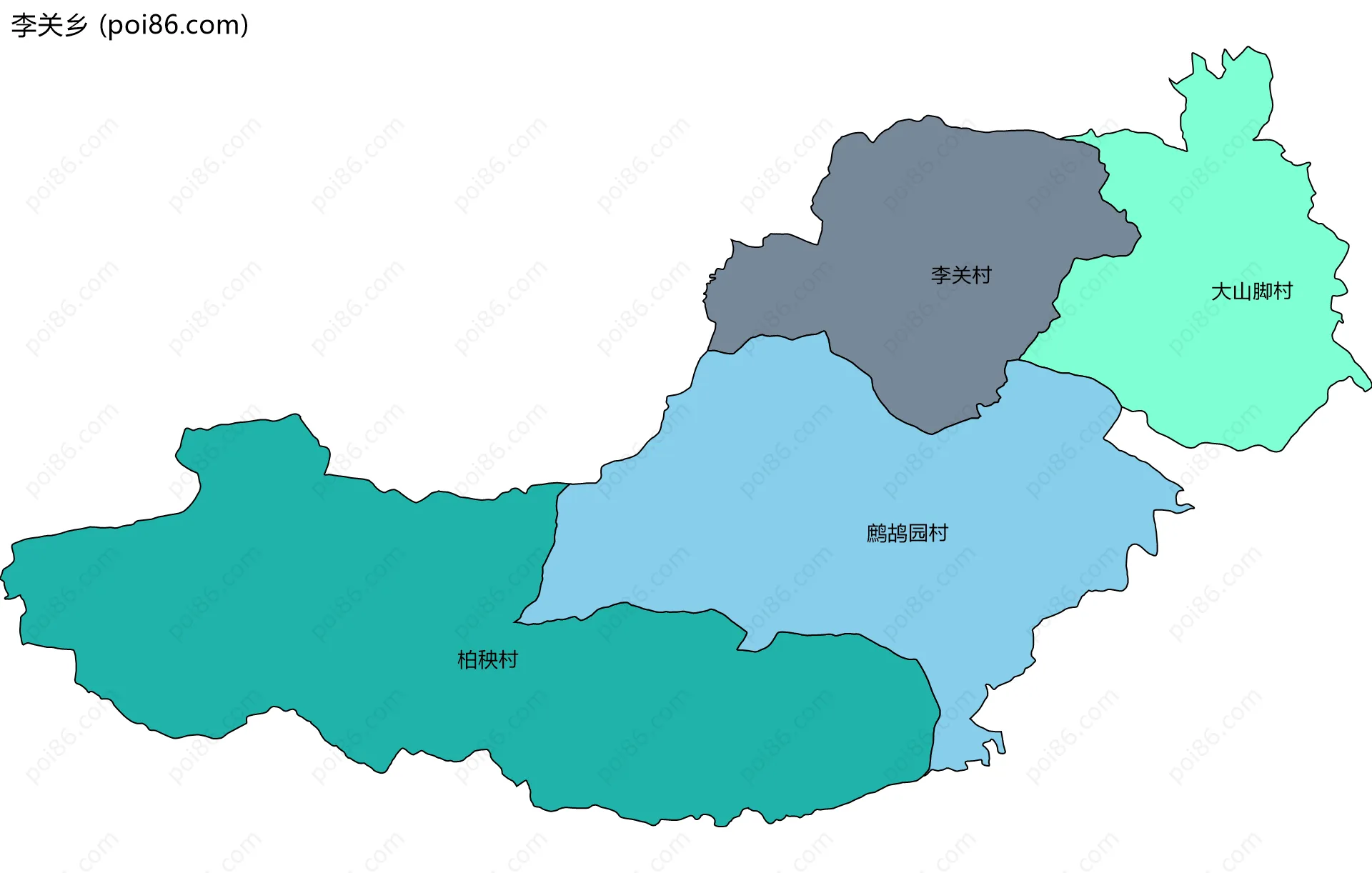 李关乡边界地图(五级行政区划)