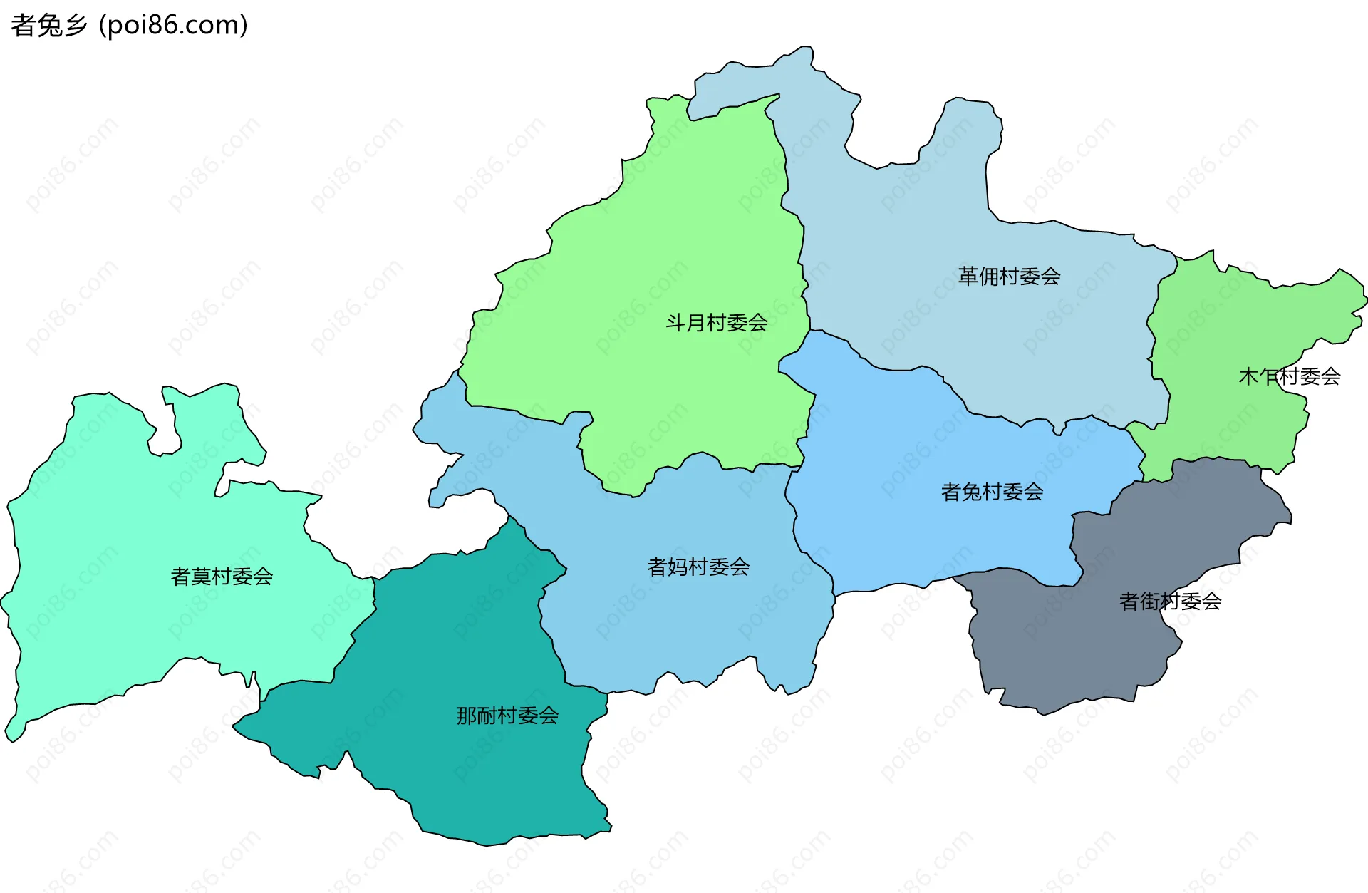 者兔乡边界地图(五级行政区划)