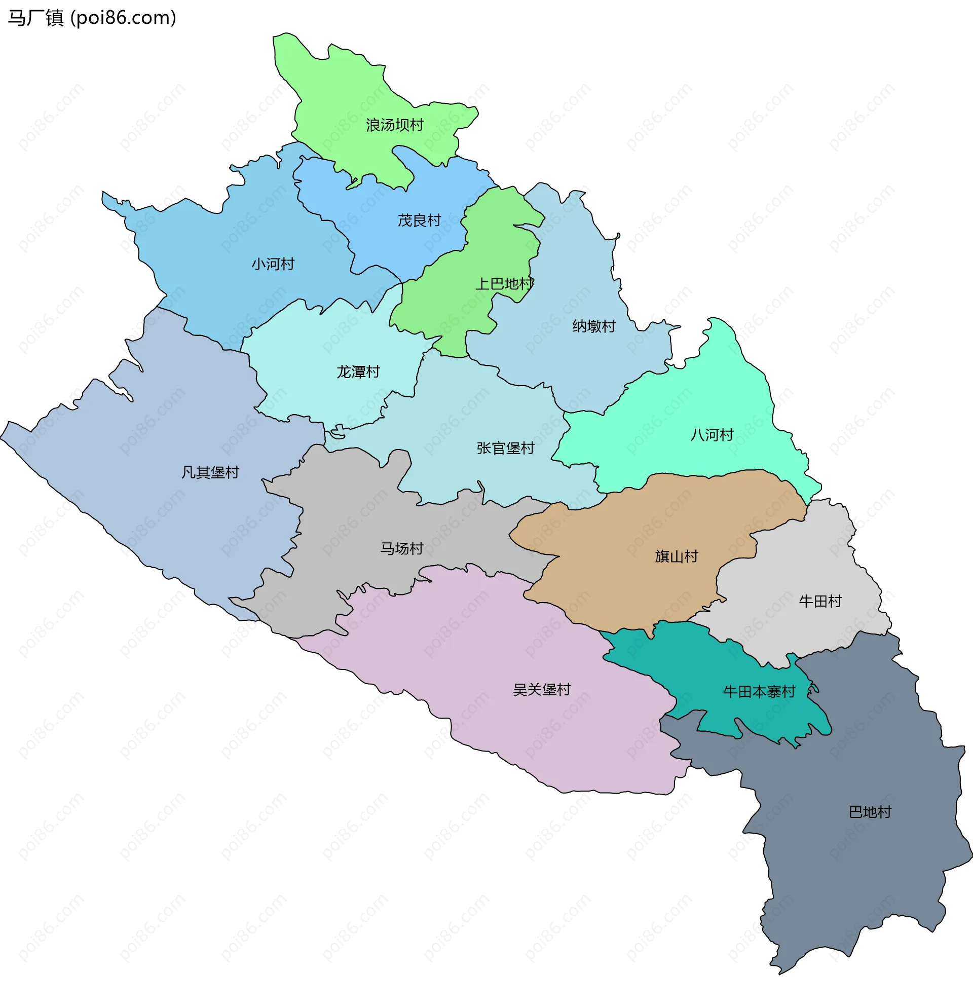 马厂镇边界地图(五级行政区划)
