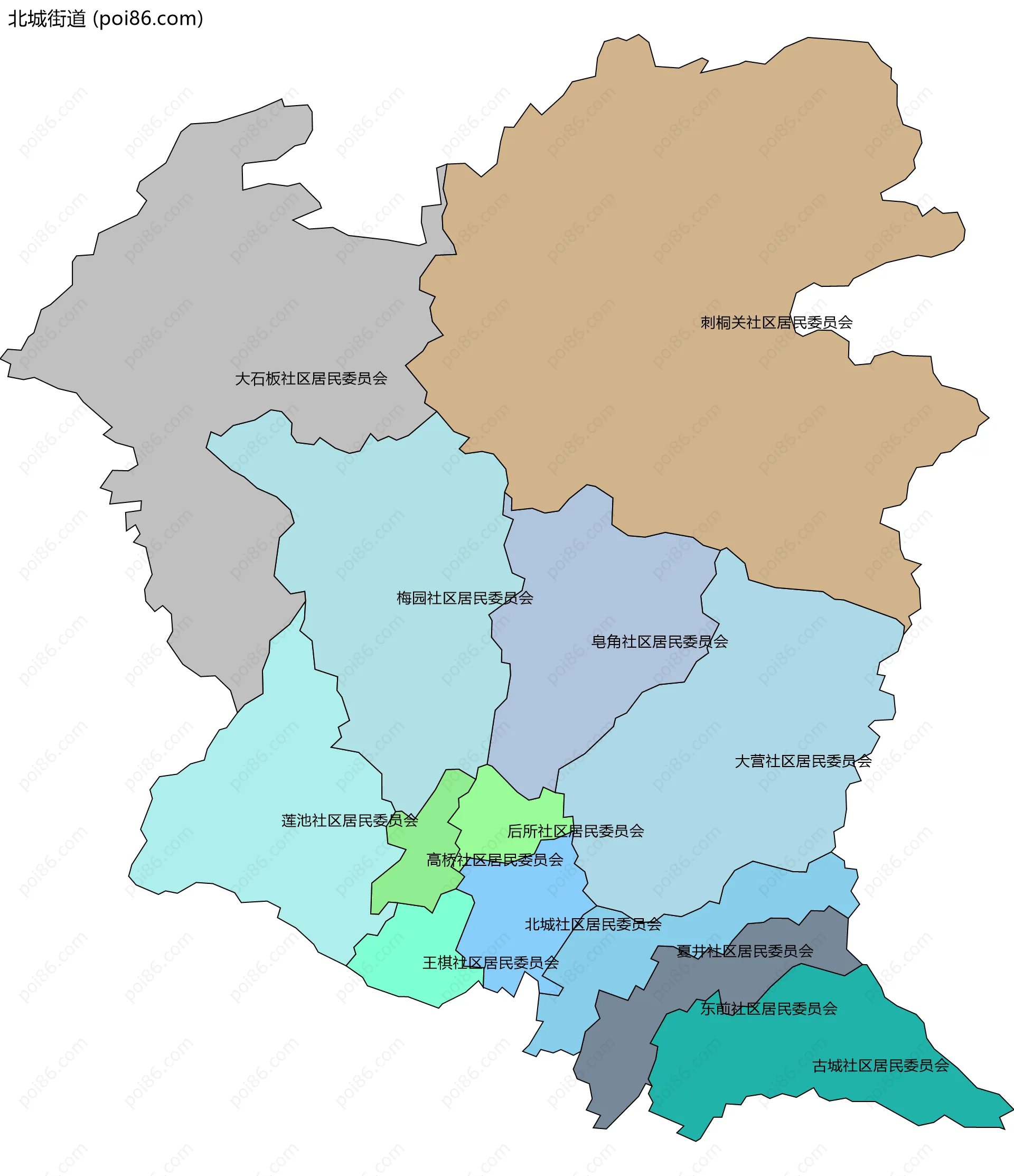 北城街道边界地图(五级行政区划)