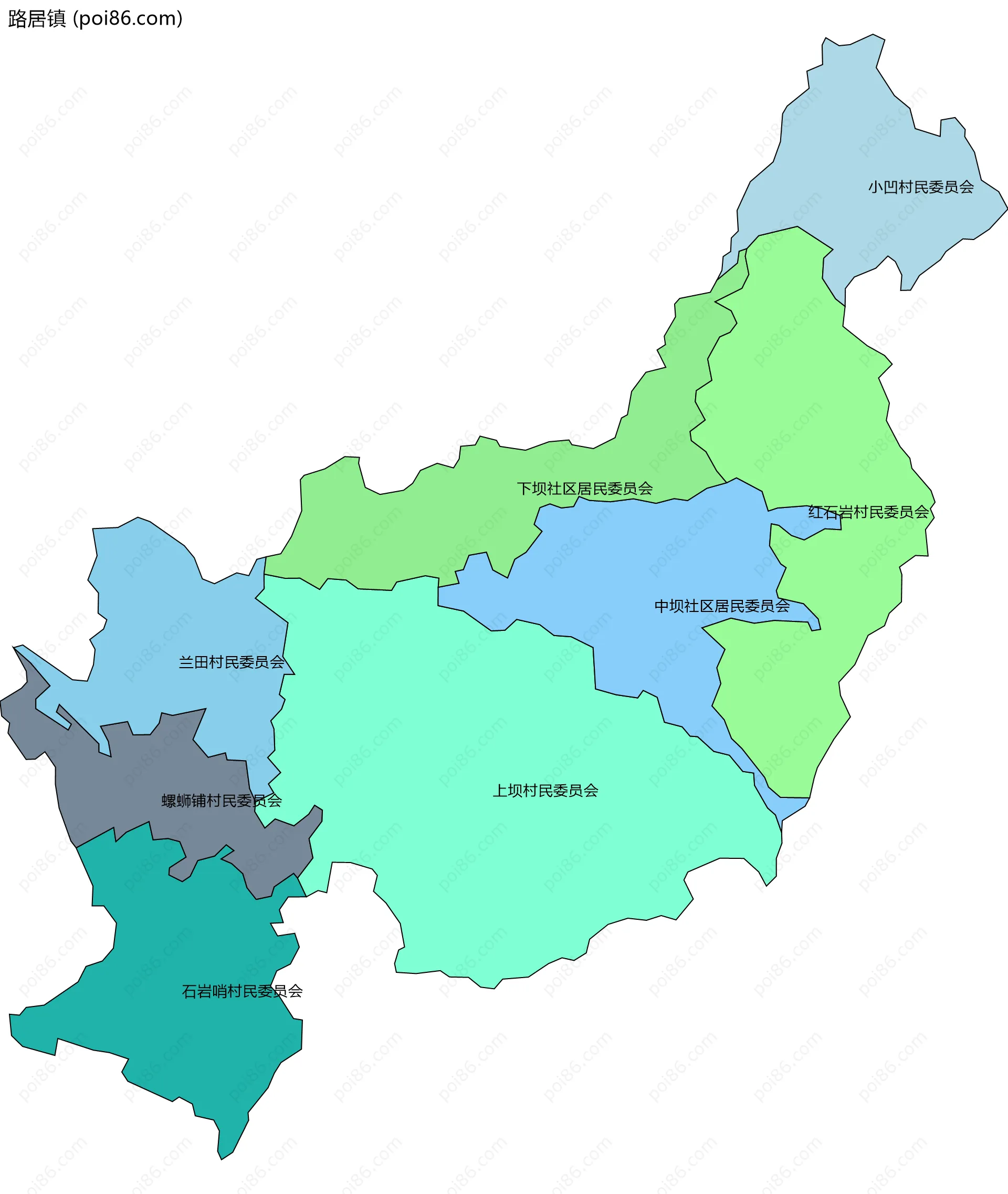 路居镇边界地图(五级行政区划)