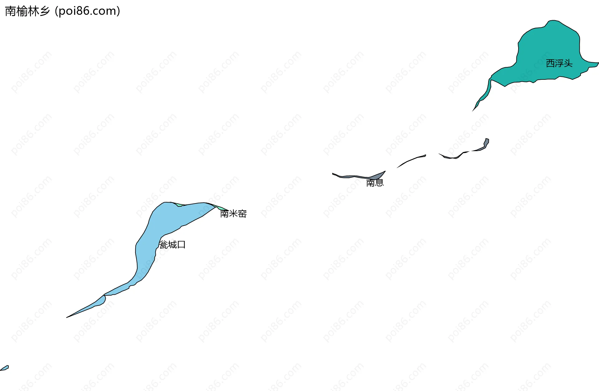 南榆林乡边界地图(五级行政区划)