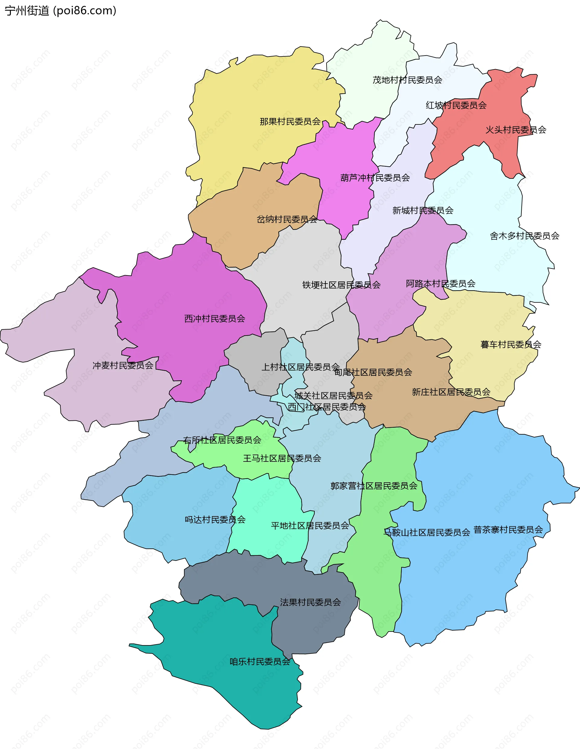 宁州街道边界地图(五级行政区划)