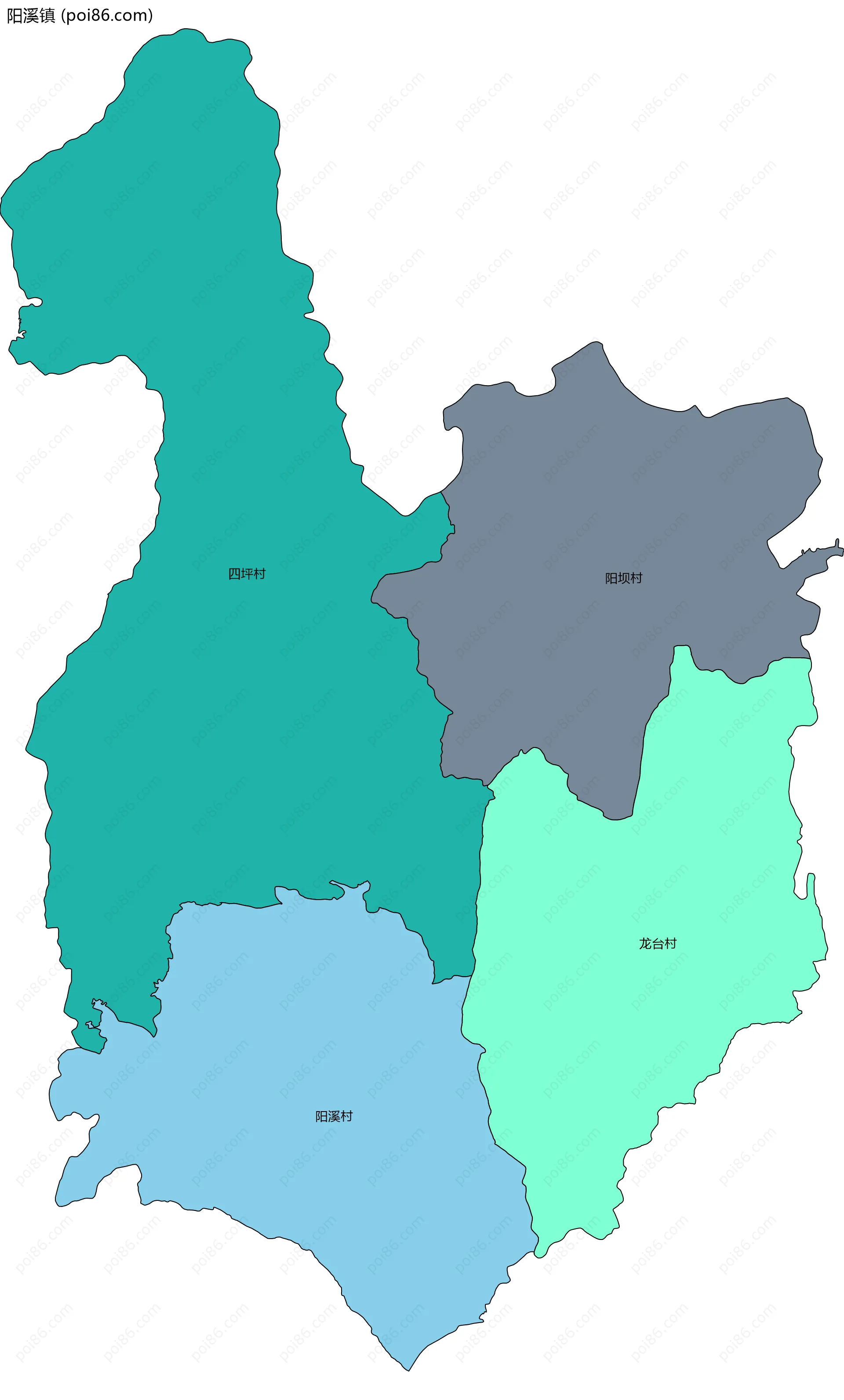 阳溪镇边界地图(五级行政区划)