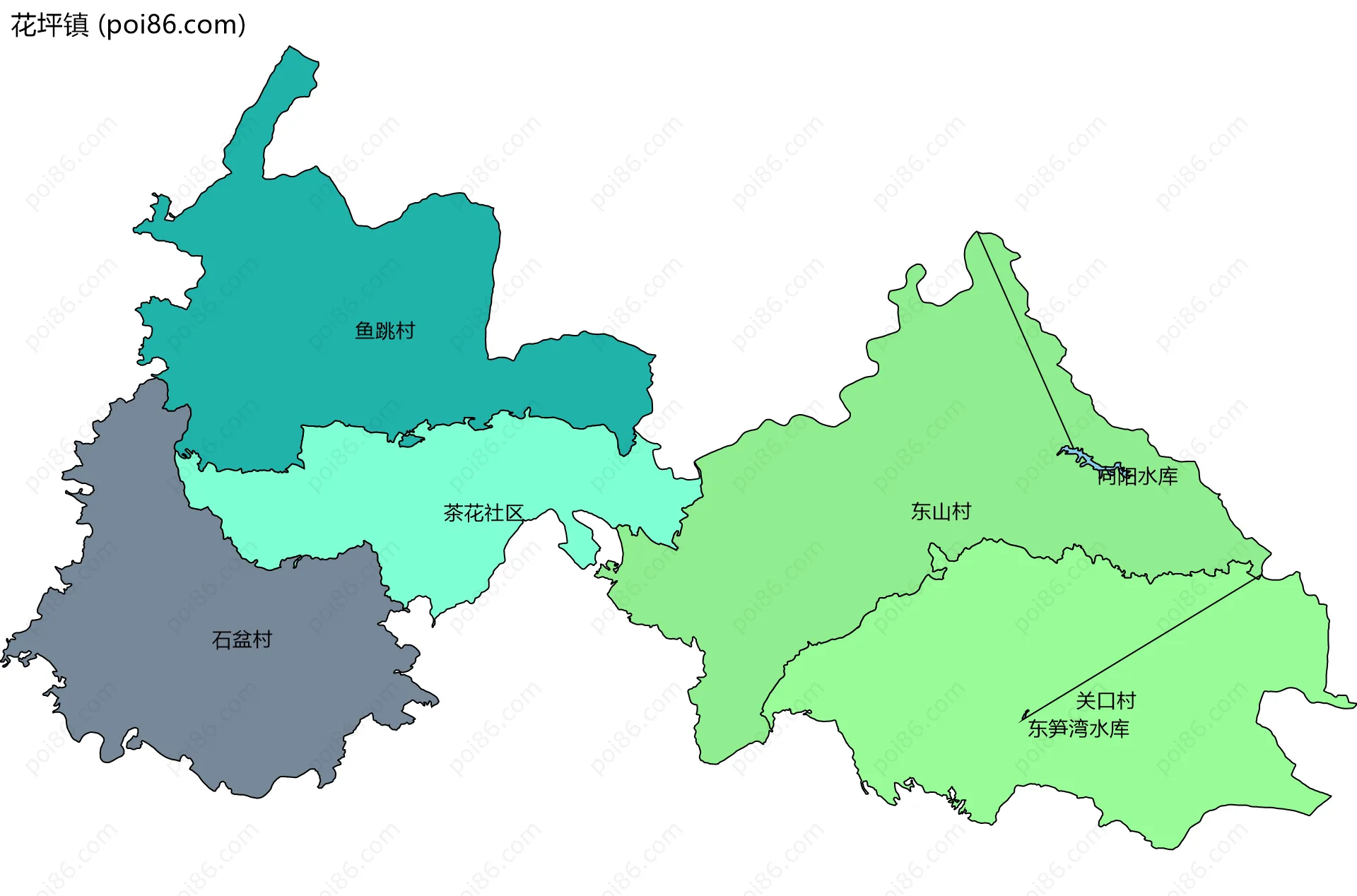 花坪镇边界地图(五级行政区划)