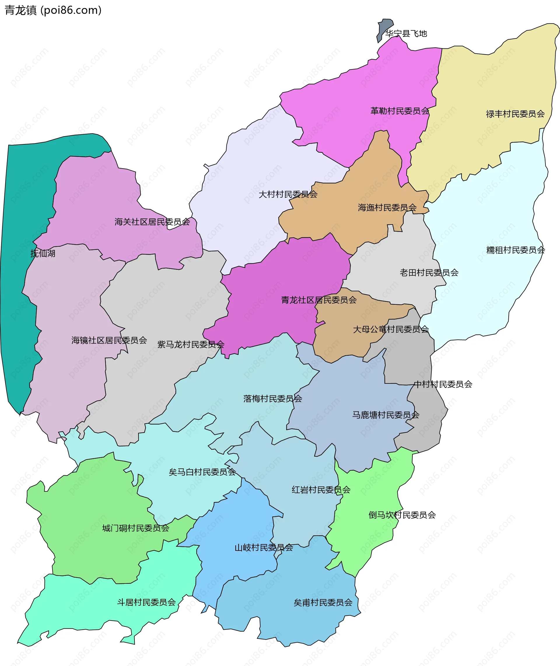青龙镇边界地图(五级行政区划)