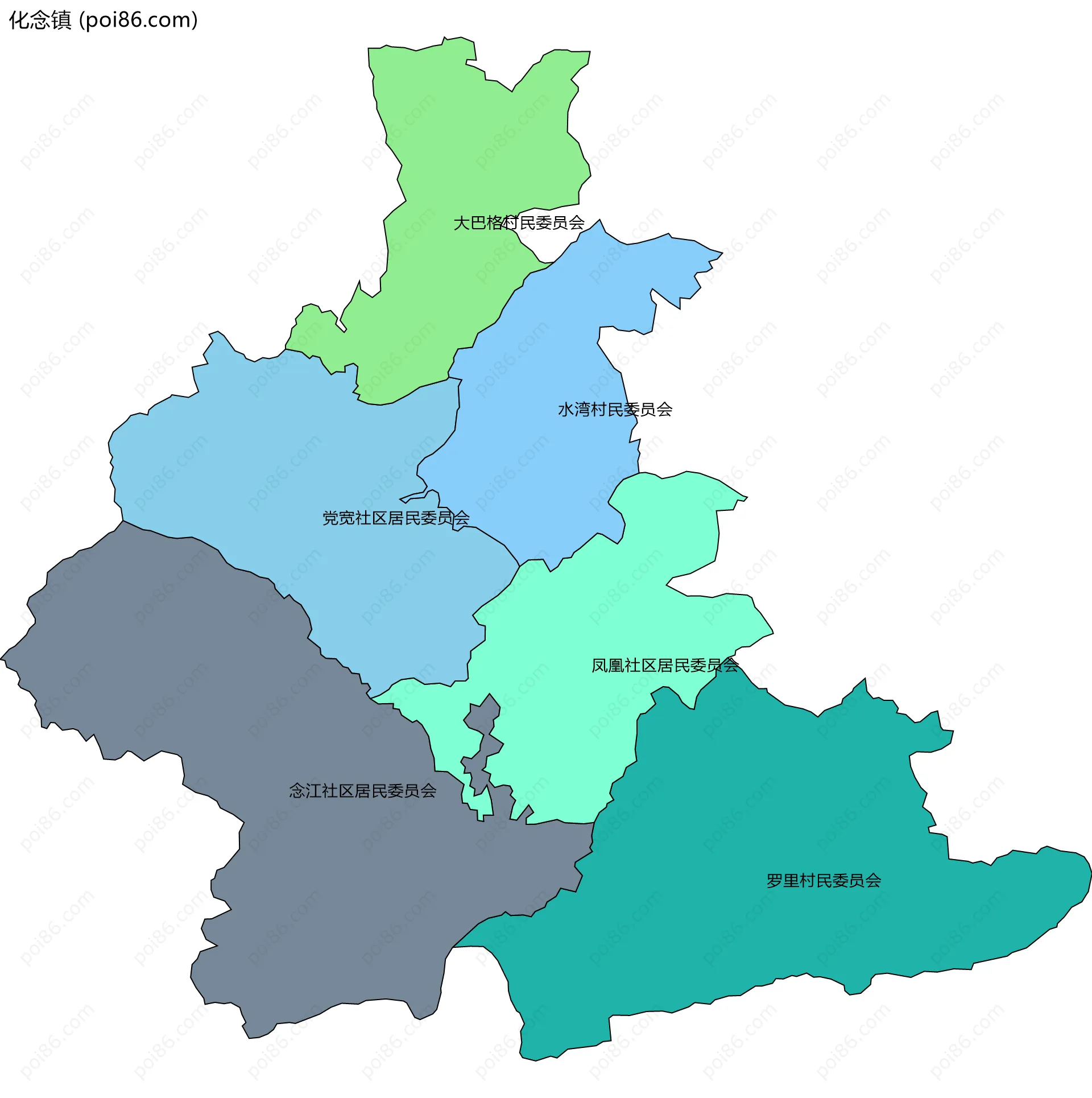 化念镇边界地图(五级行政区划)