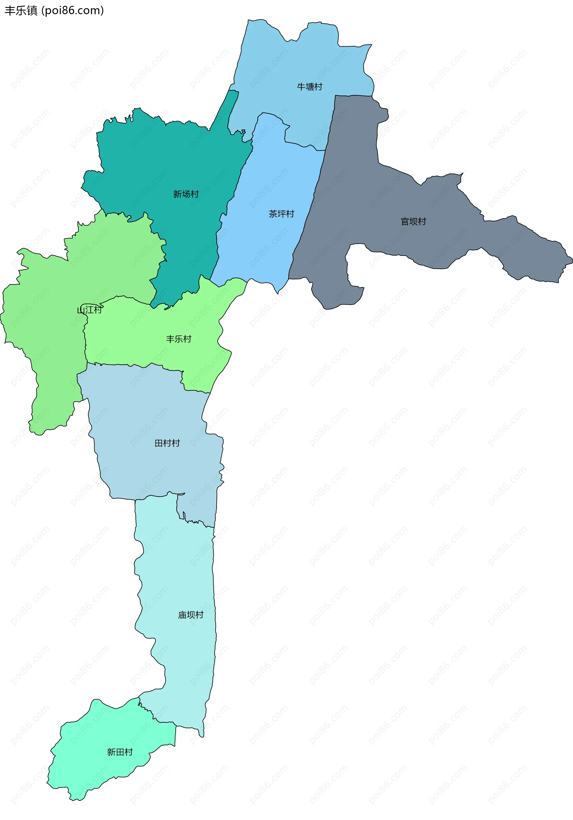 丰乐镇边界地图(五级行政区划)