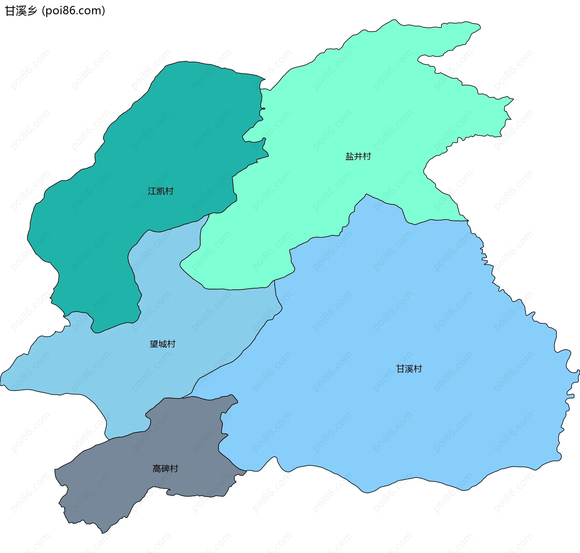甘溪乡边界地图(五级行政区划)