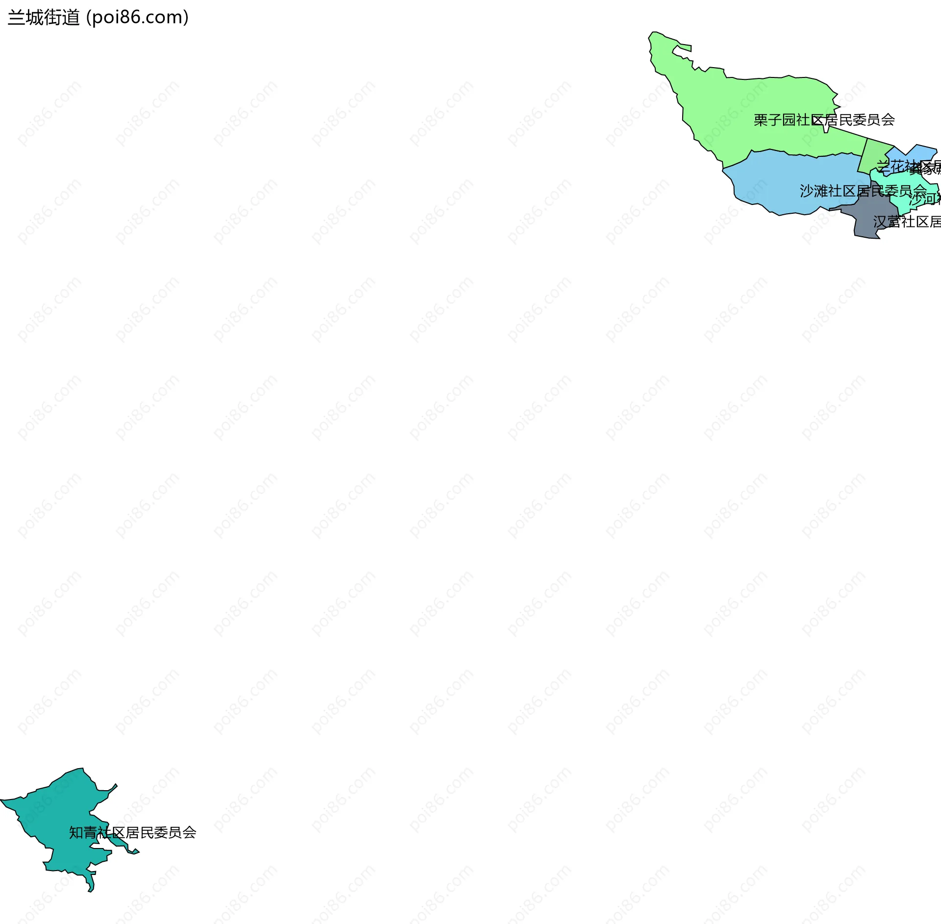 兰城街道边界地图(五级行政区划)