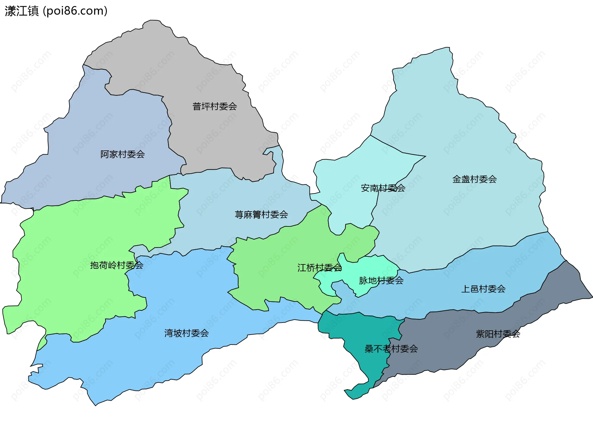 漾江镇边界地图(五级行政区划)