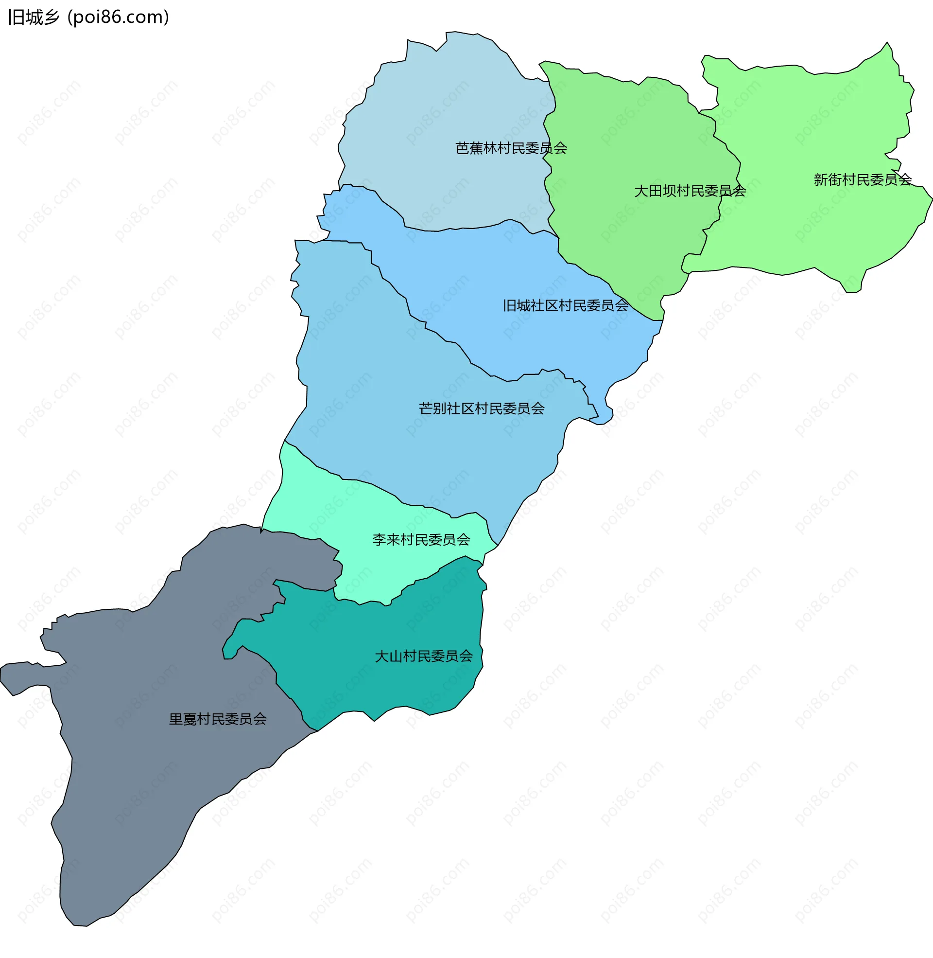 旧城乡边界地图(五级行政区划)