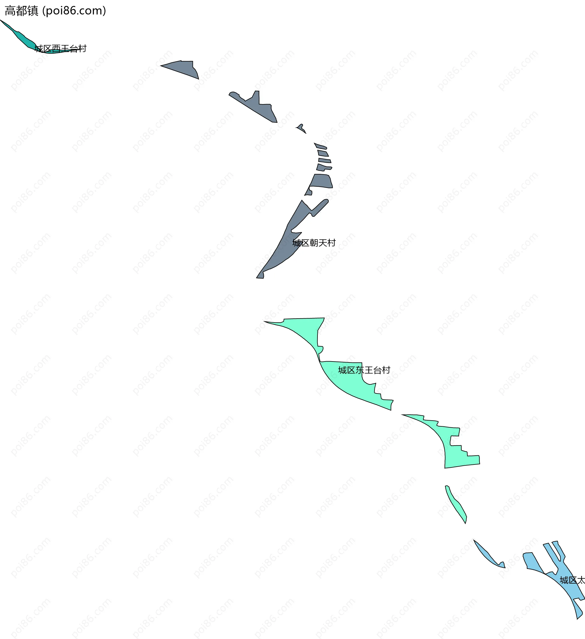 高都镇边界地图(五级行政区划)