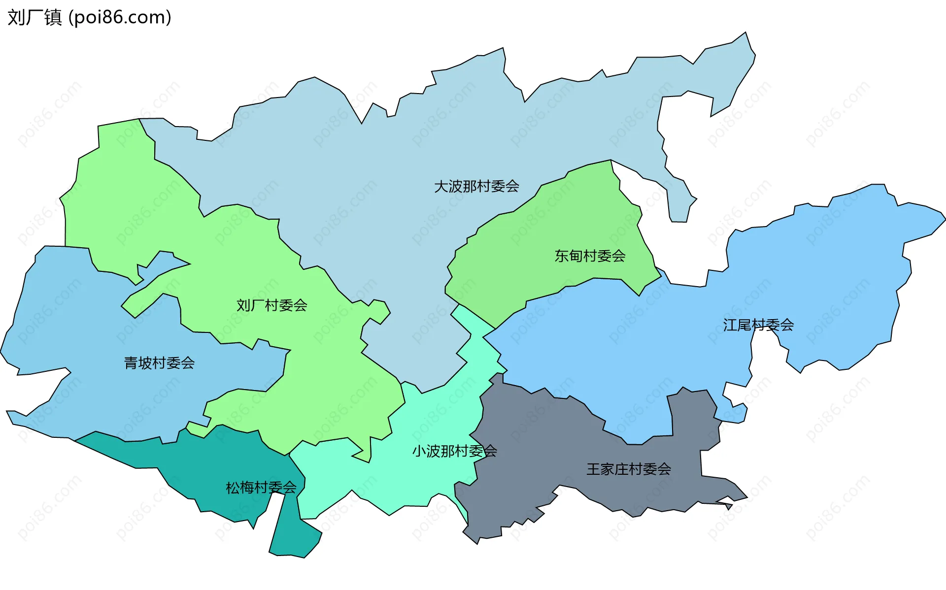 刘厂镇边界地图(五级行政区划)