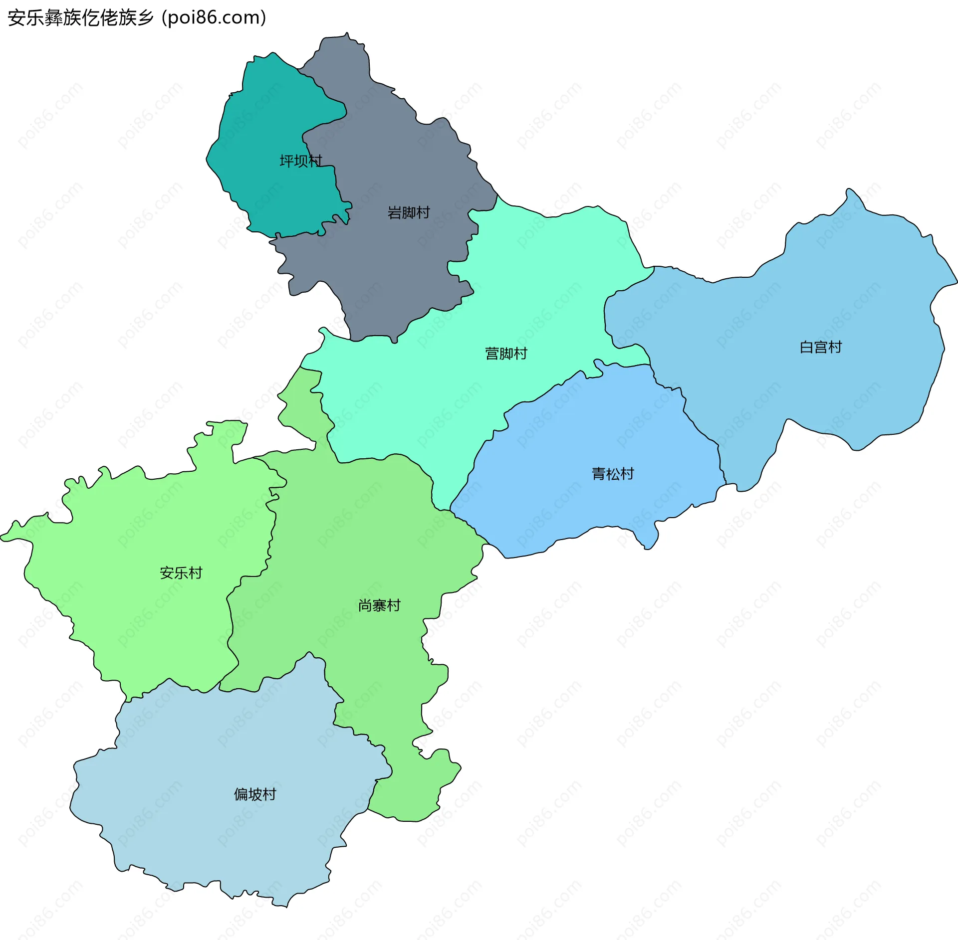 安乐彝族仡佬族乡边界地图(五级行政区划)