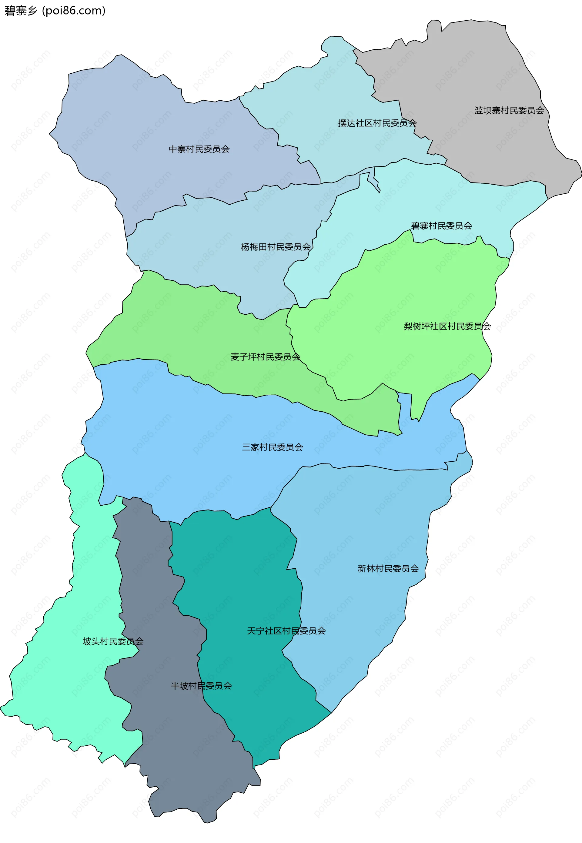 碧寨乡边界地图(五级行政区划)