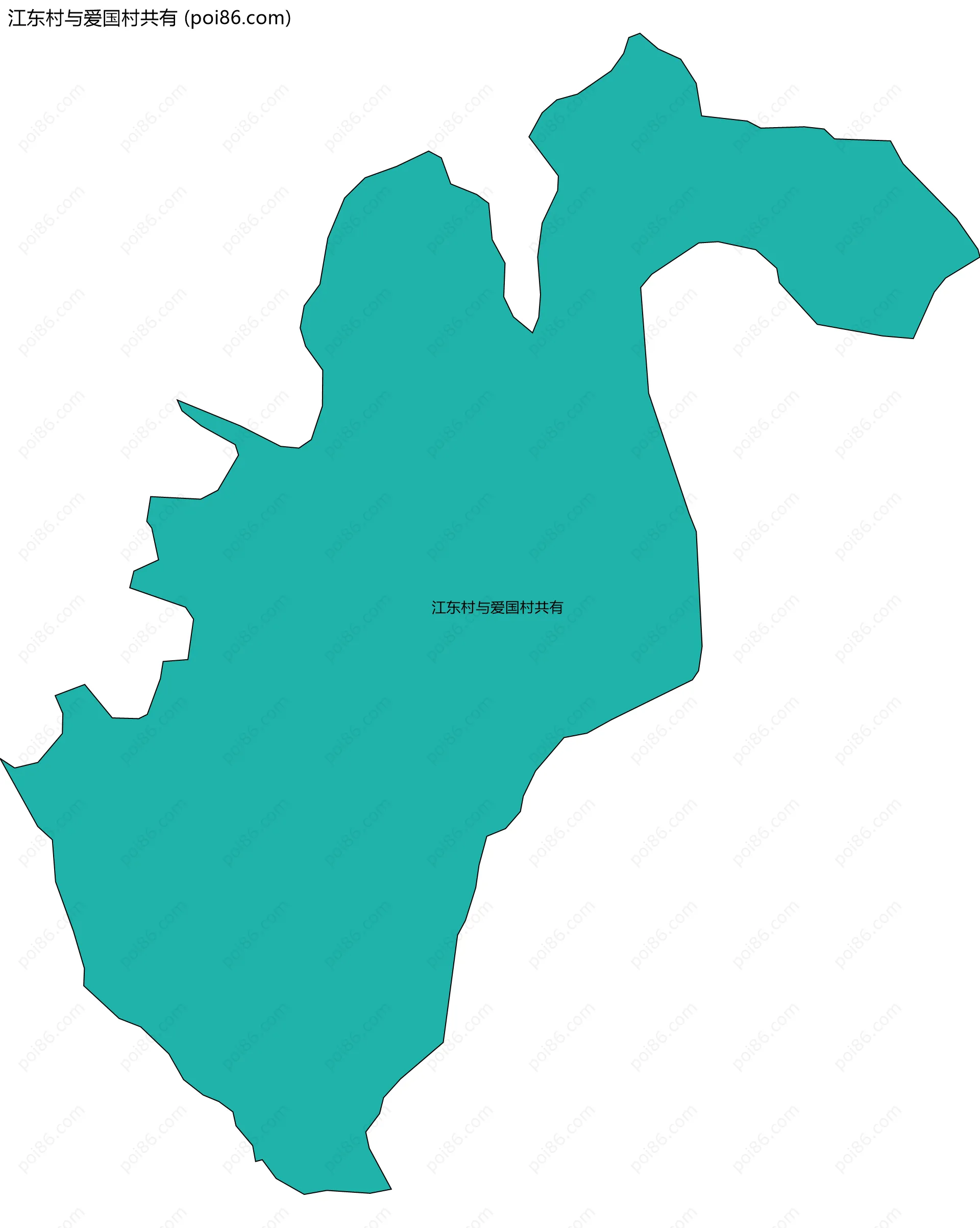 江东村与爱国村共有边界地图(五级行政区划)