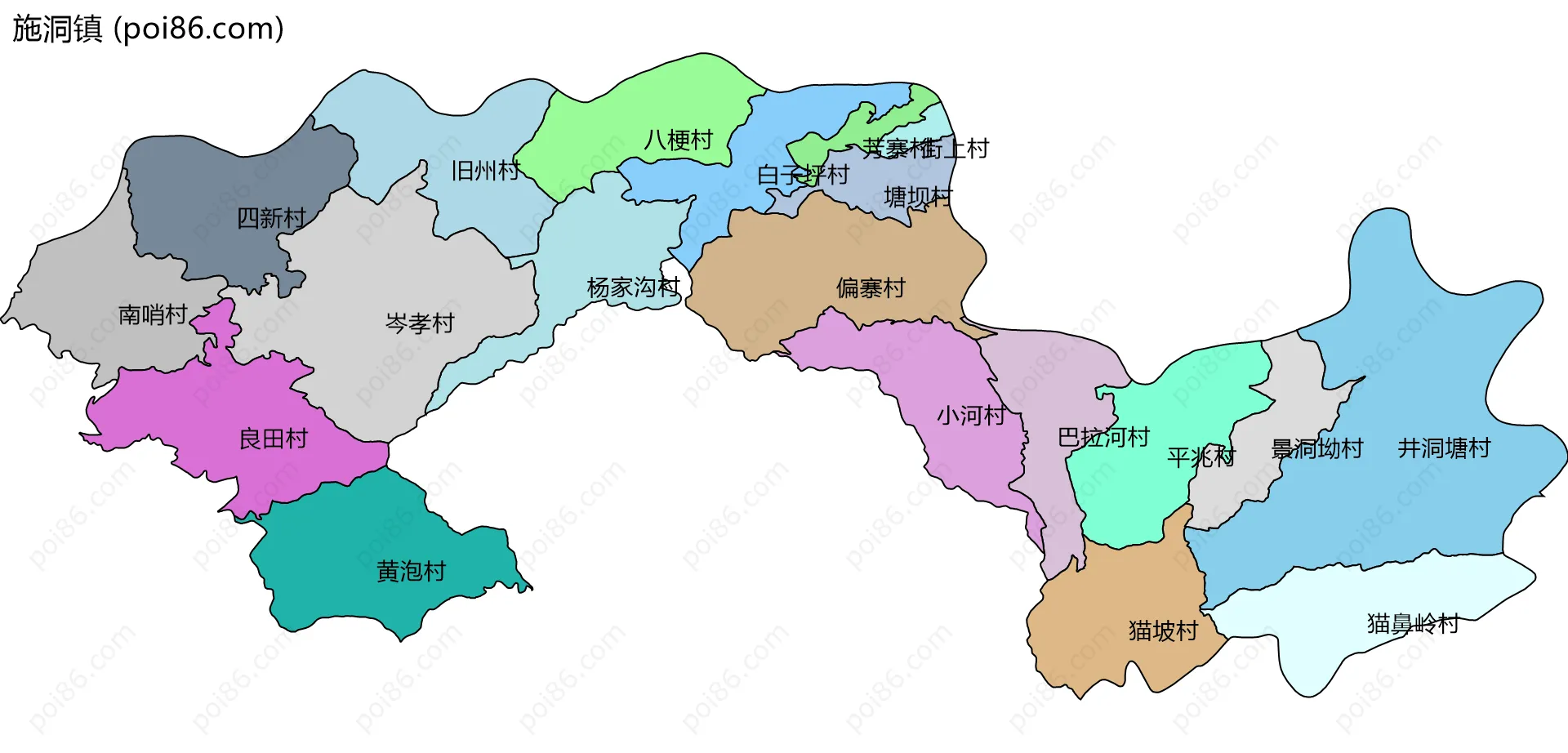 施洞镇边界地图(五级行政区划)