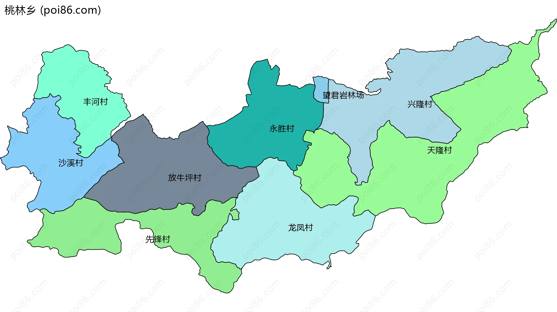 桃林乡边界地图(五级行政区划)