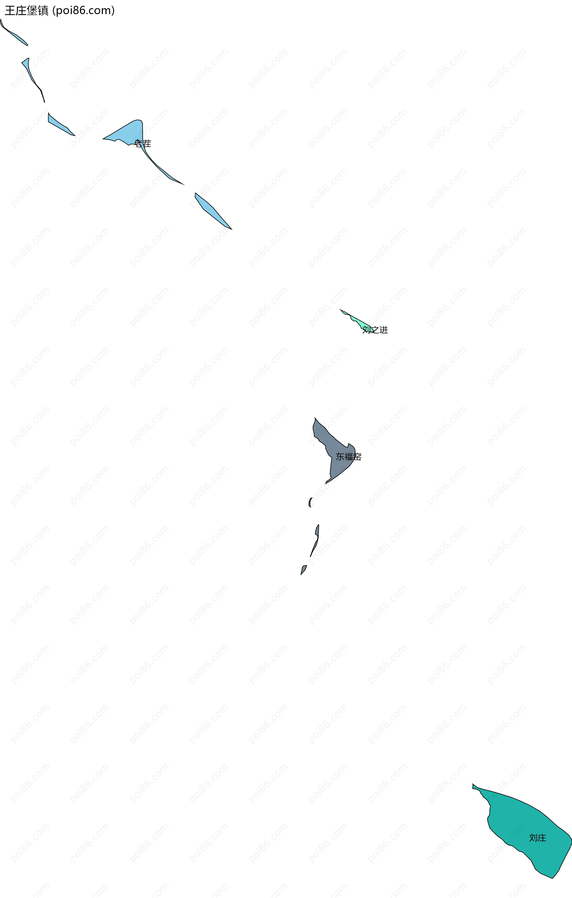 王庄堡镇边界地图(五级行政区划)