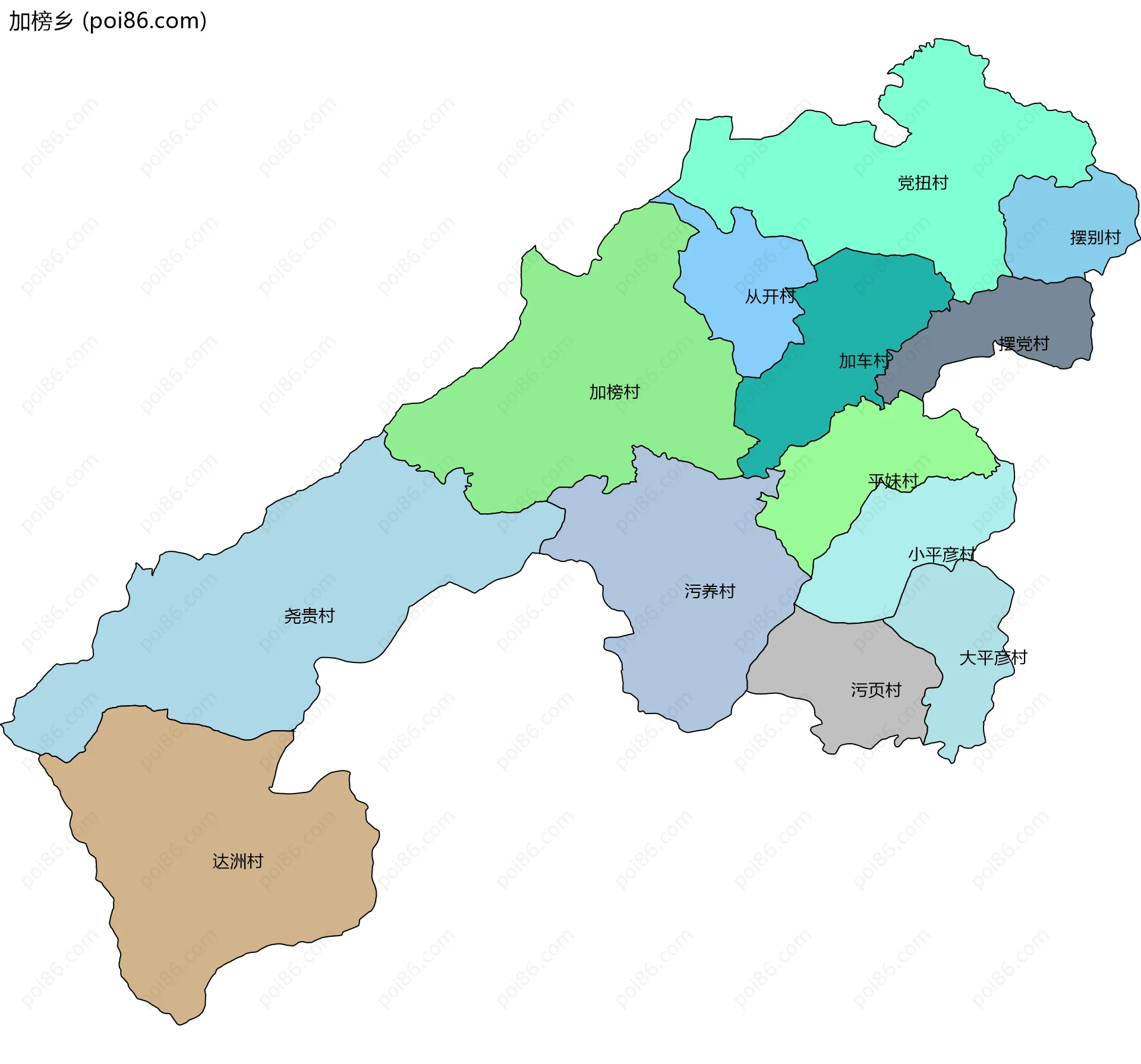 加榜乡边界地图(五级行政区划)