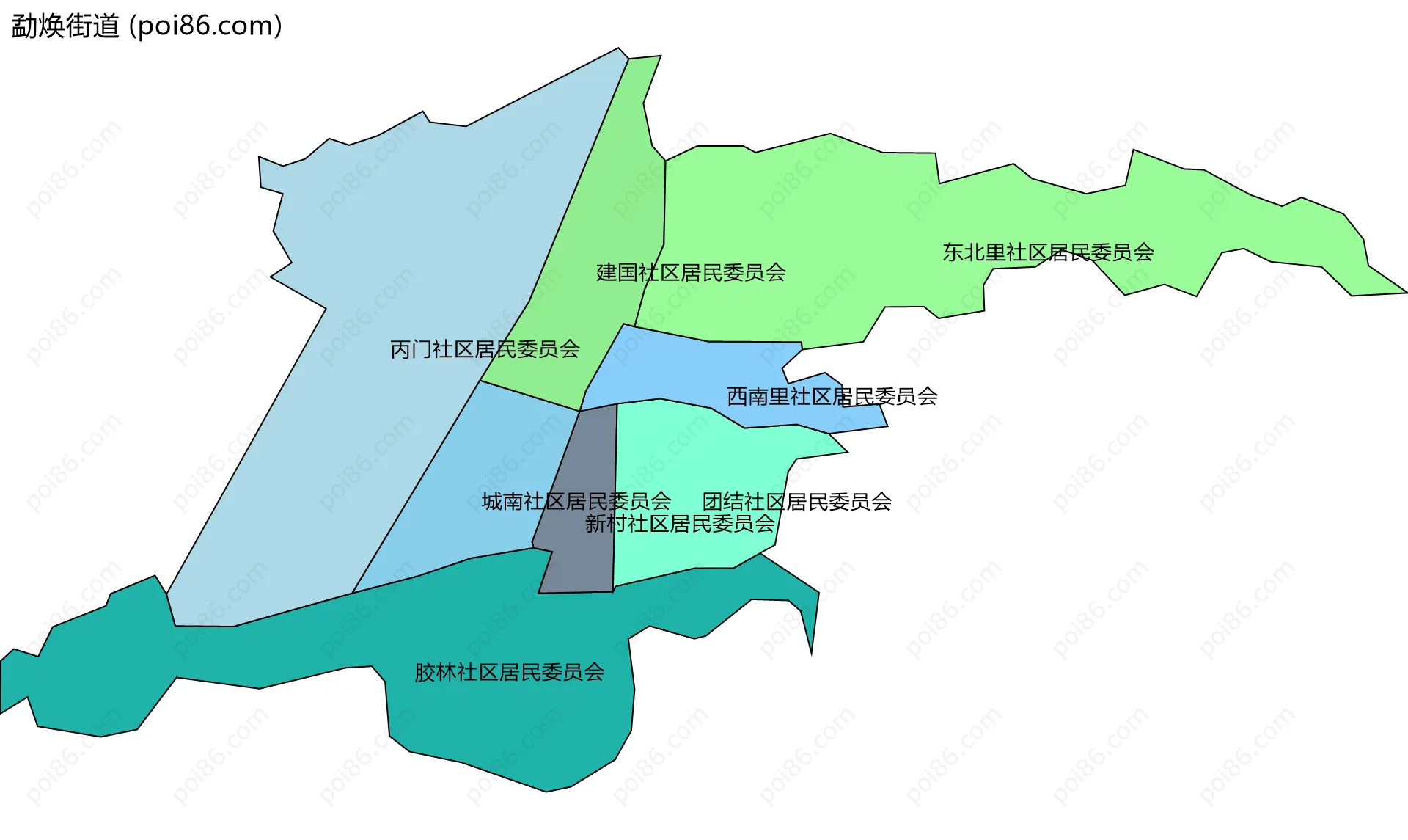 勐焕街道边界地图(五级行政区划)