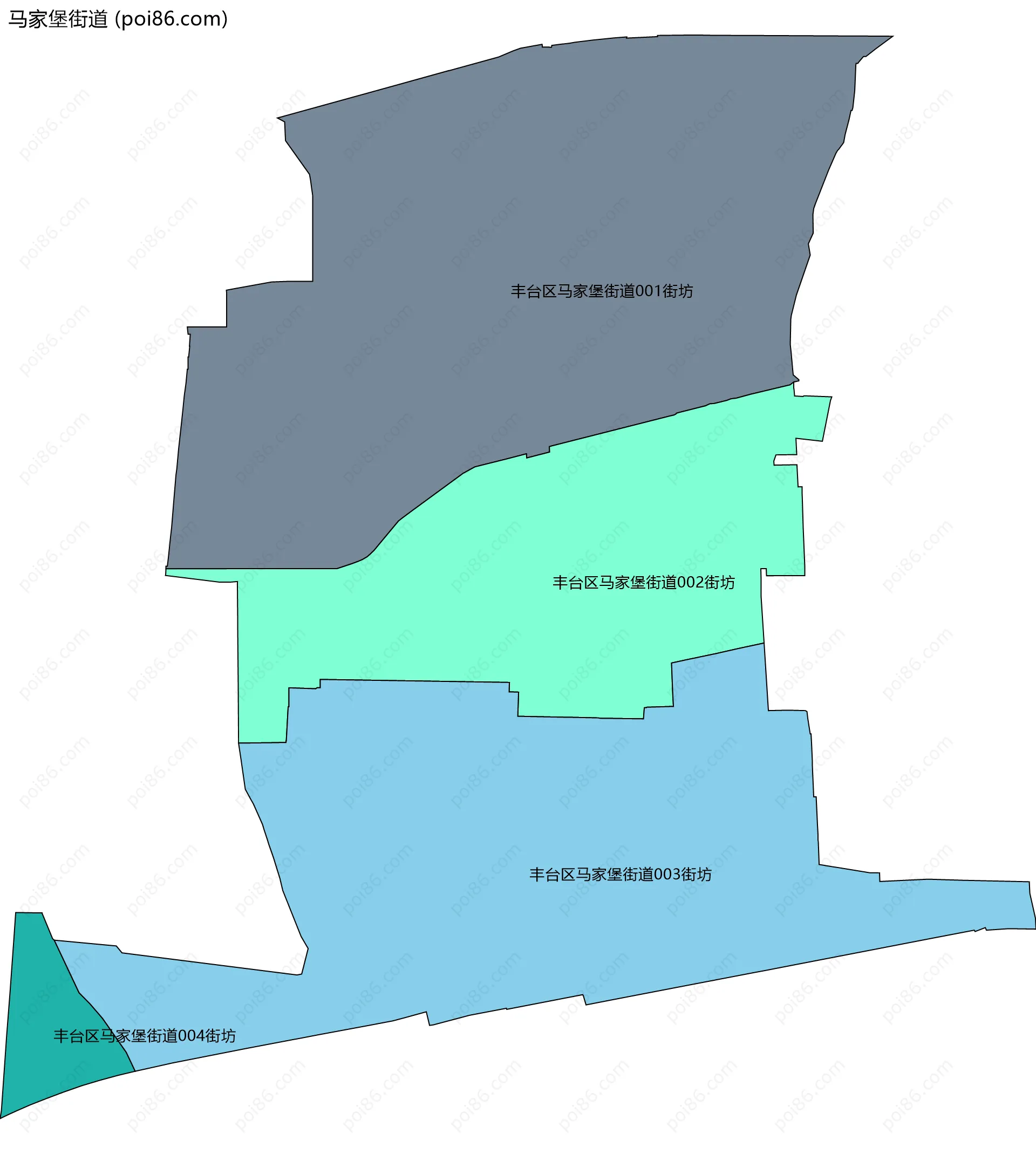 马家堡街道边界地图(五级行政区划)
