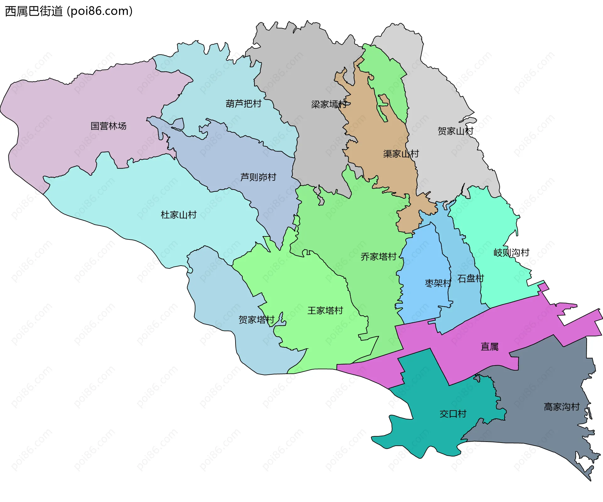 西属巴街道边界地图(五级行政区划)