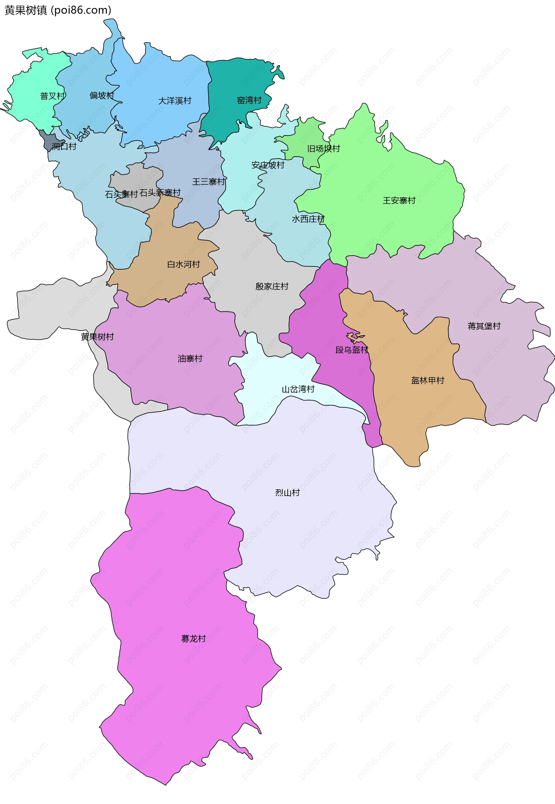 黄果树镇边界地图(五级行政区划)