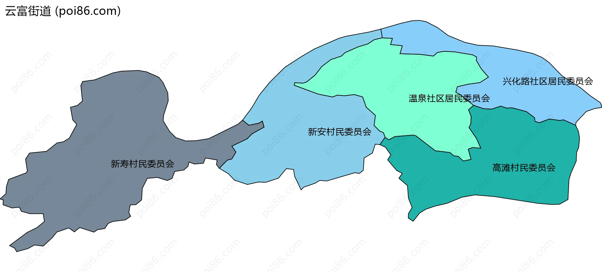 云富街道边界地图(五级行政区划)