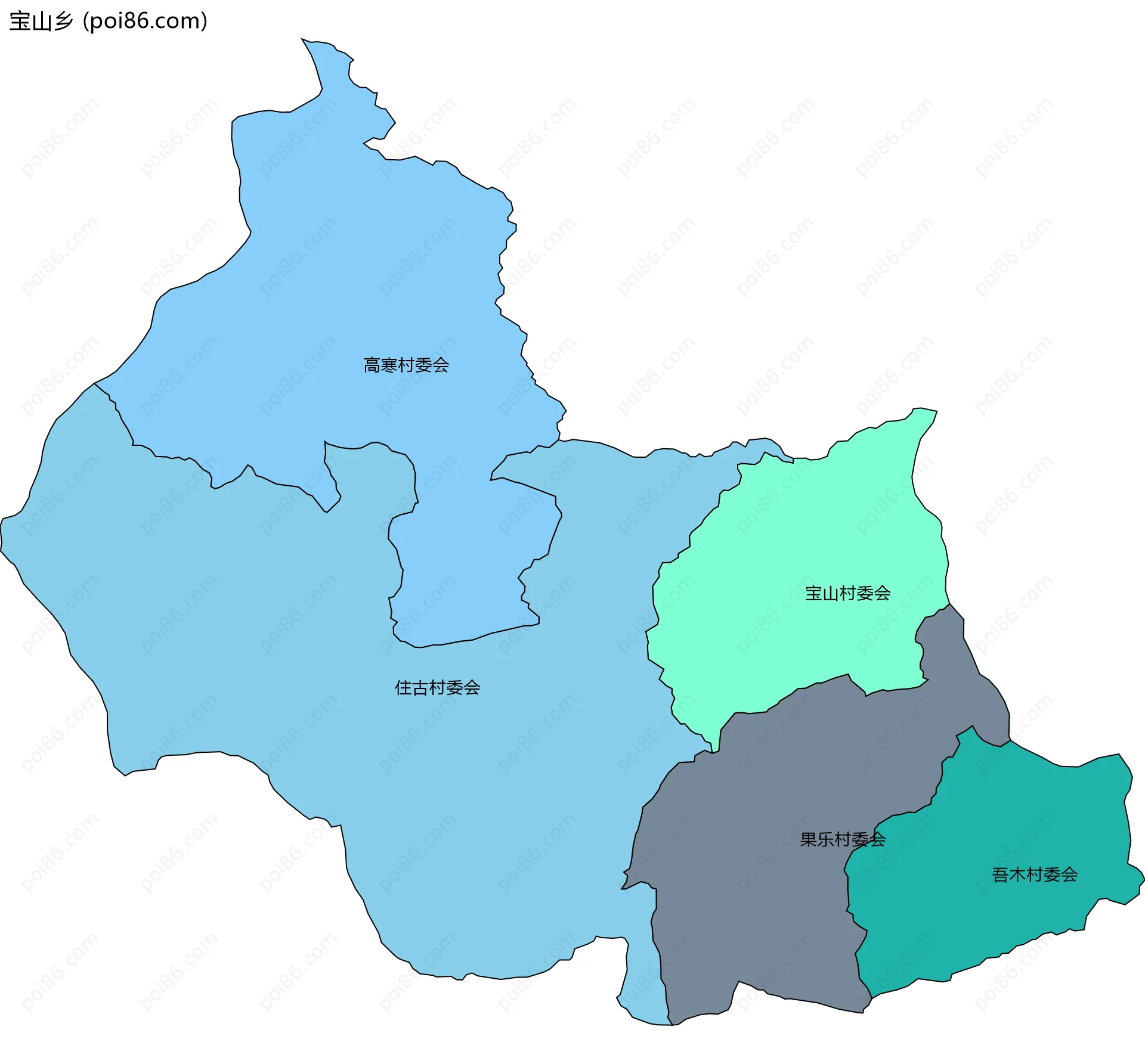宝山乡边界地图(五级行政区划)