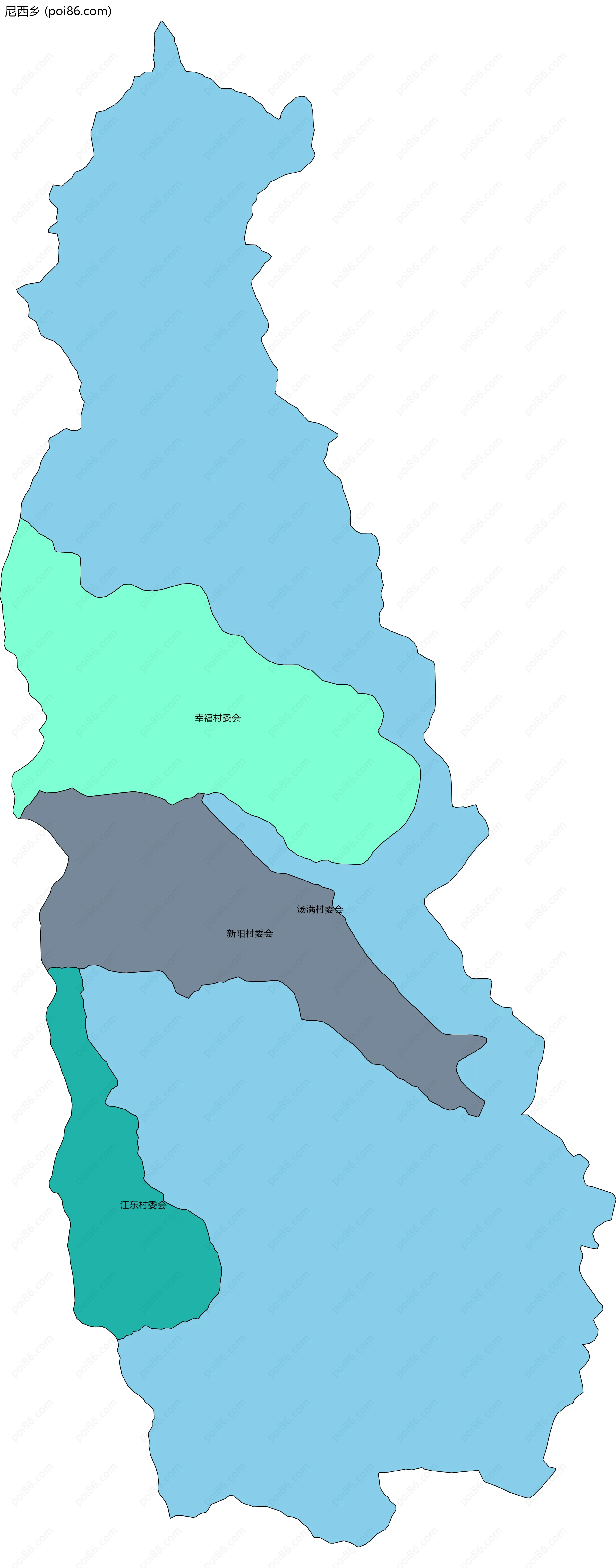 尼西乡边界地图(五级行政区划)