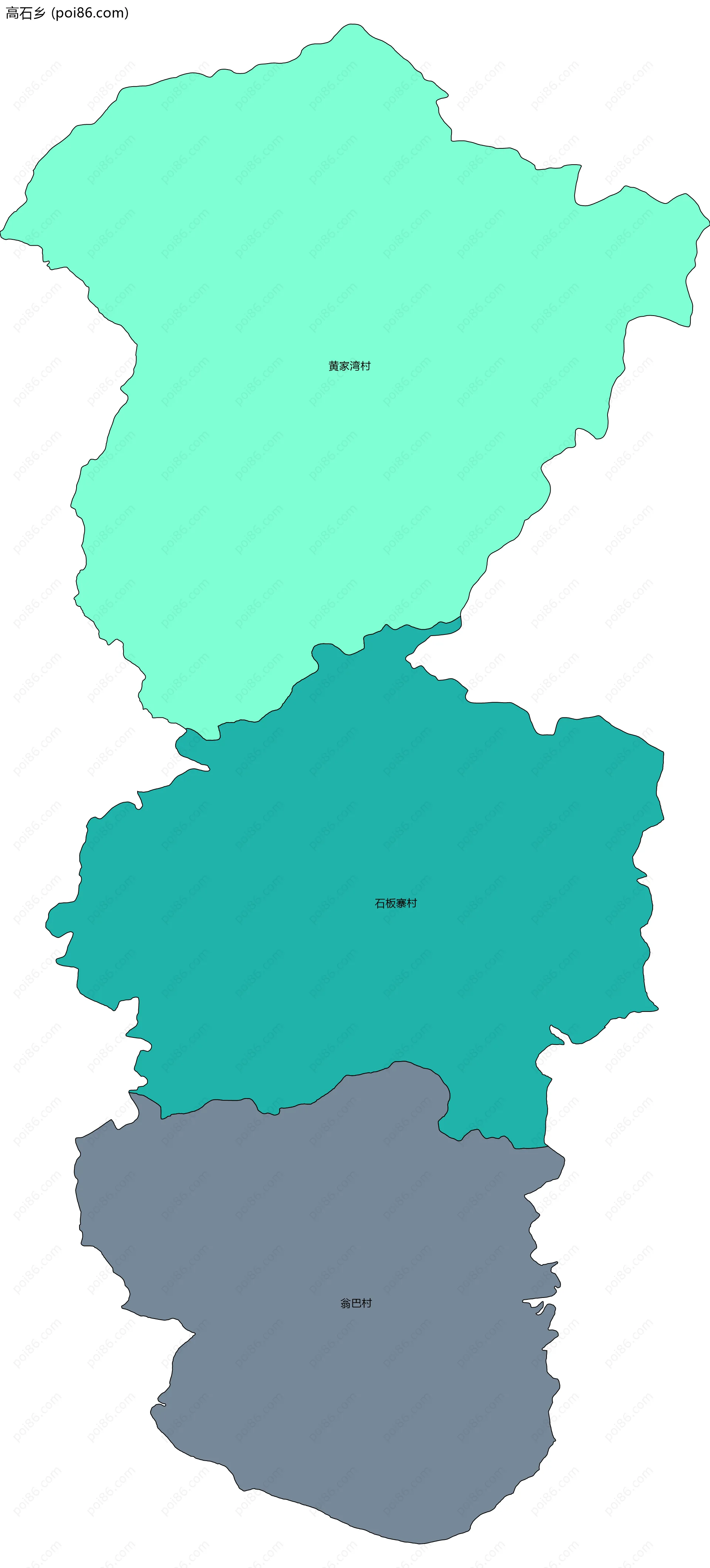 高石乡边界地图(五级行政区划)