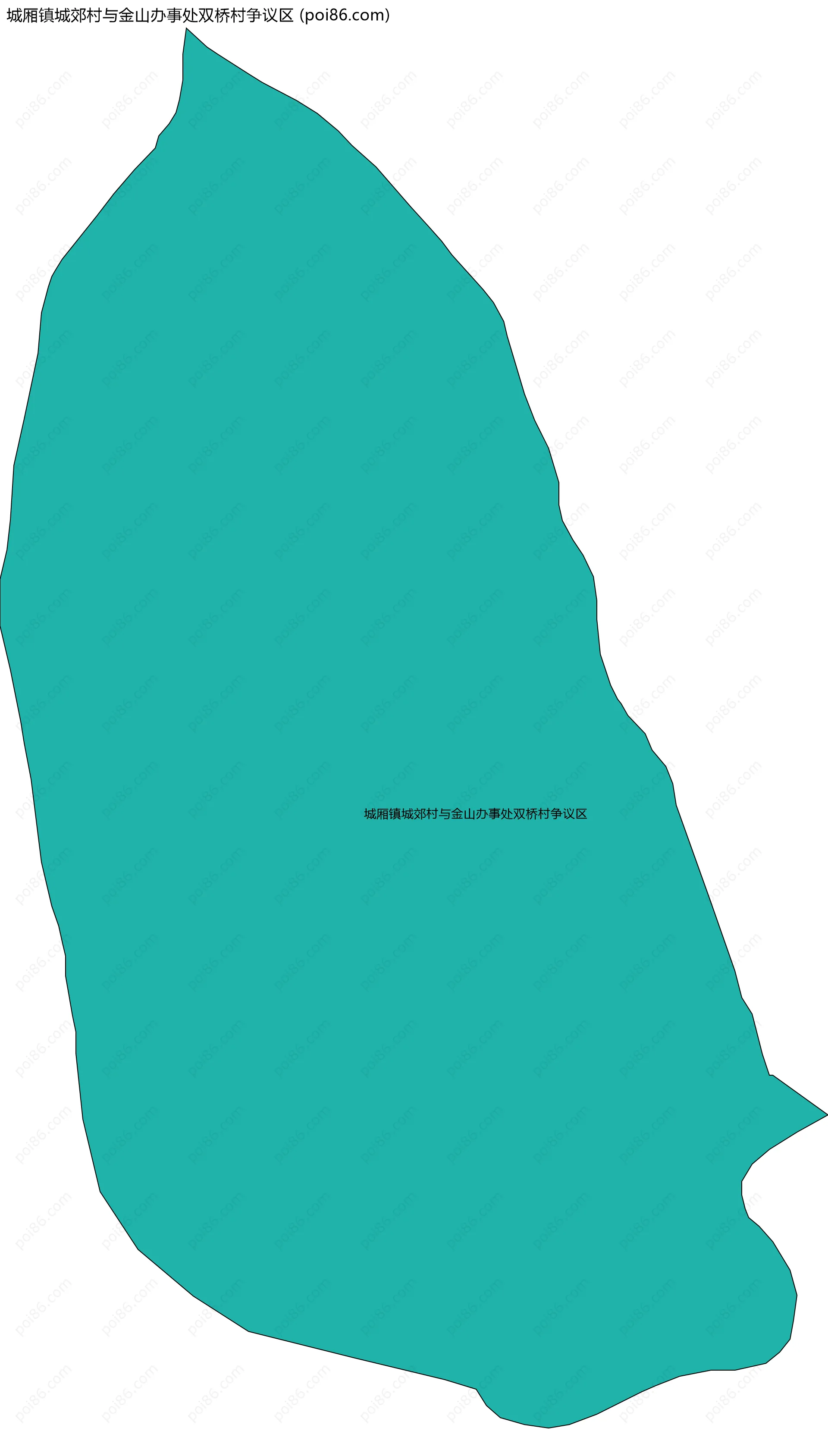 城厢镇城郊村与金山办事处双桥村争议区边界地图