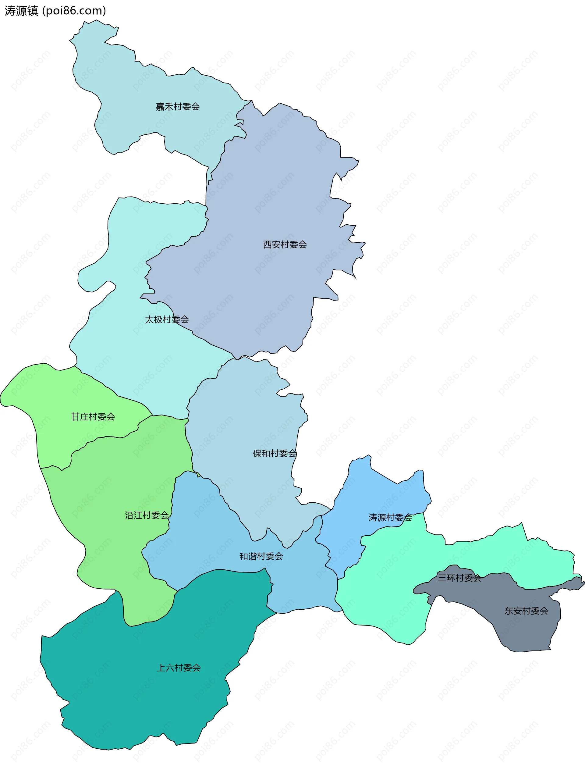 涛源镇边界地图(五级行政区划)
