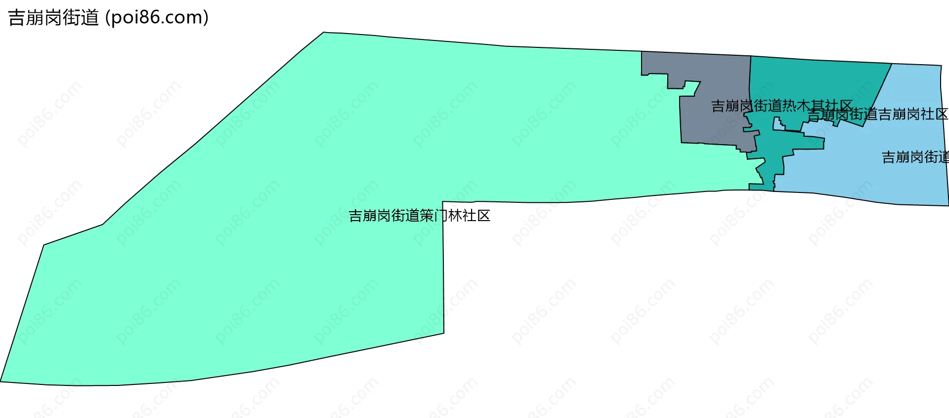 吉崩岗街道边界地图(五级行政区划)