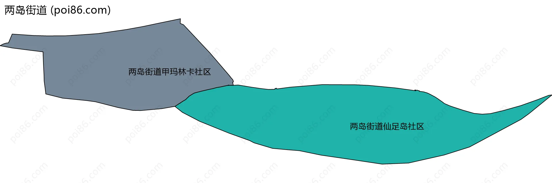 两岛街道边界地图(五级行政区划)