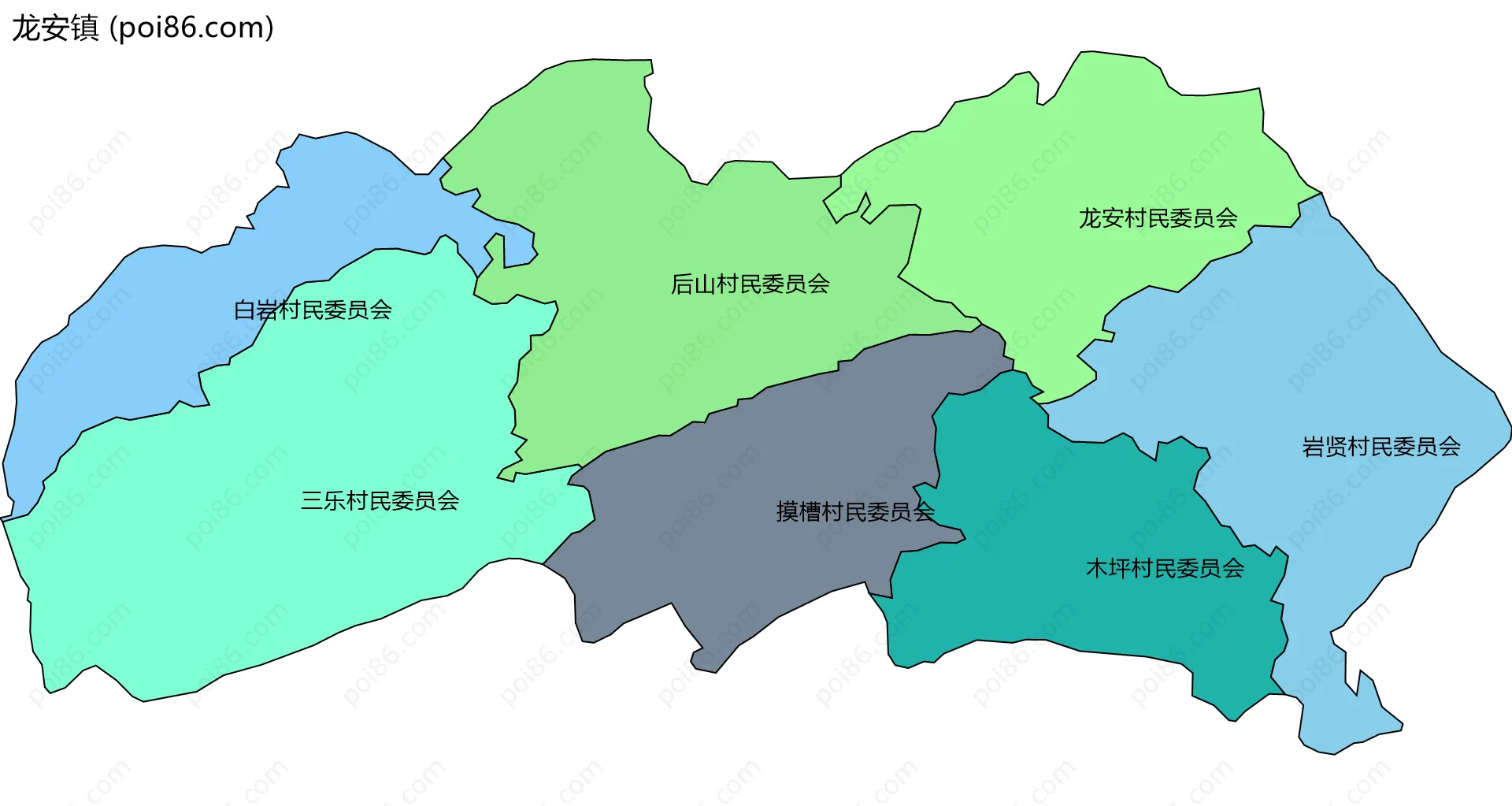 龙安镇边界地图(五级行政区划)