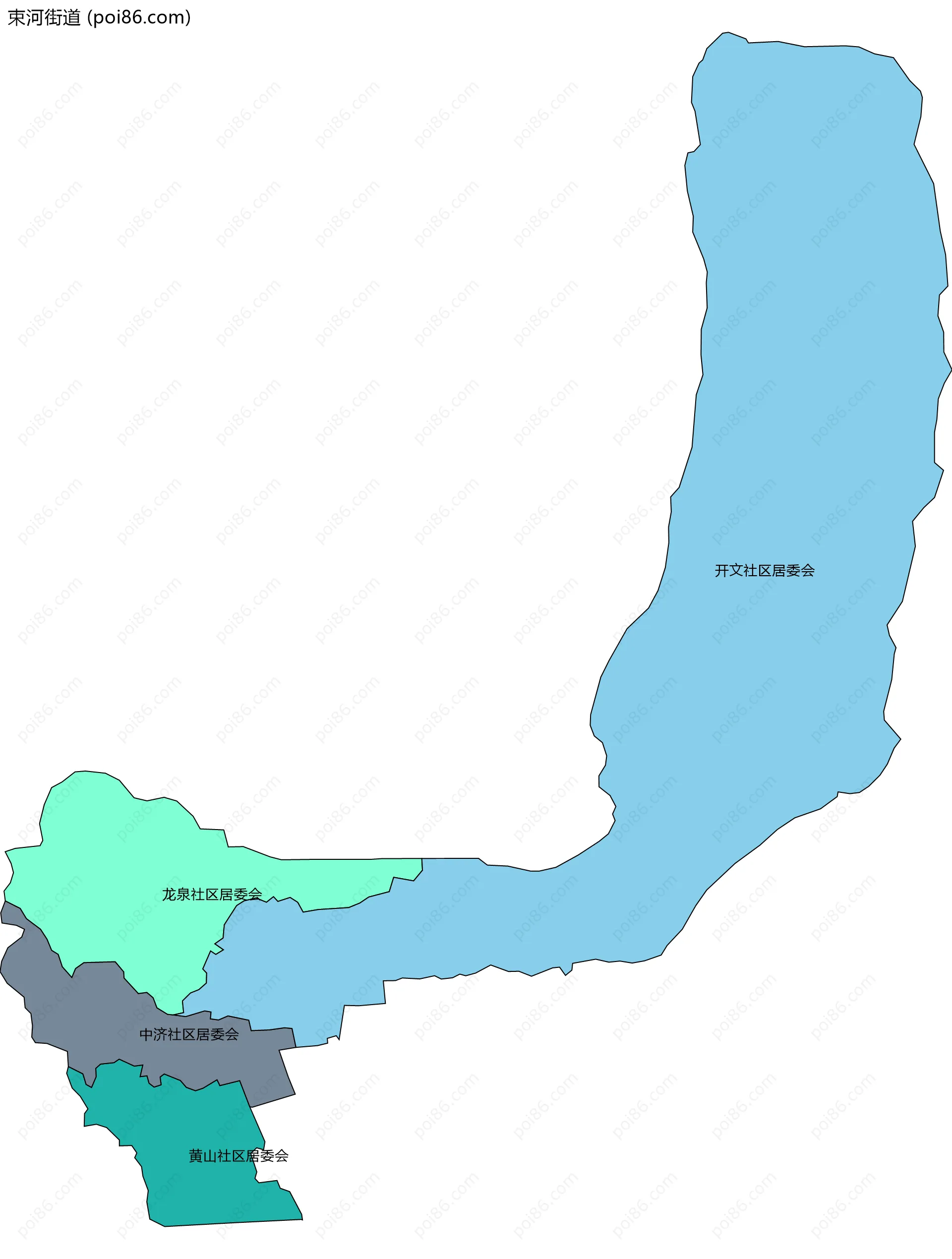 束河街道边界地图(五级行政区划)