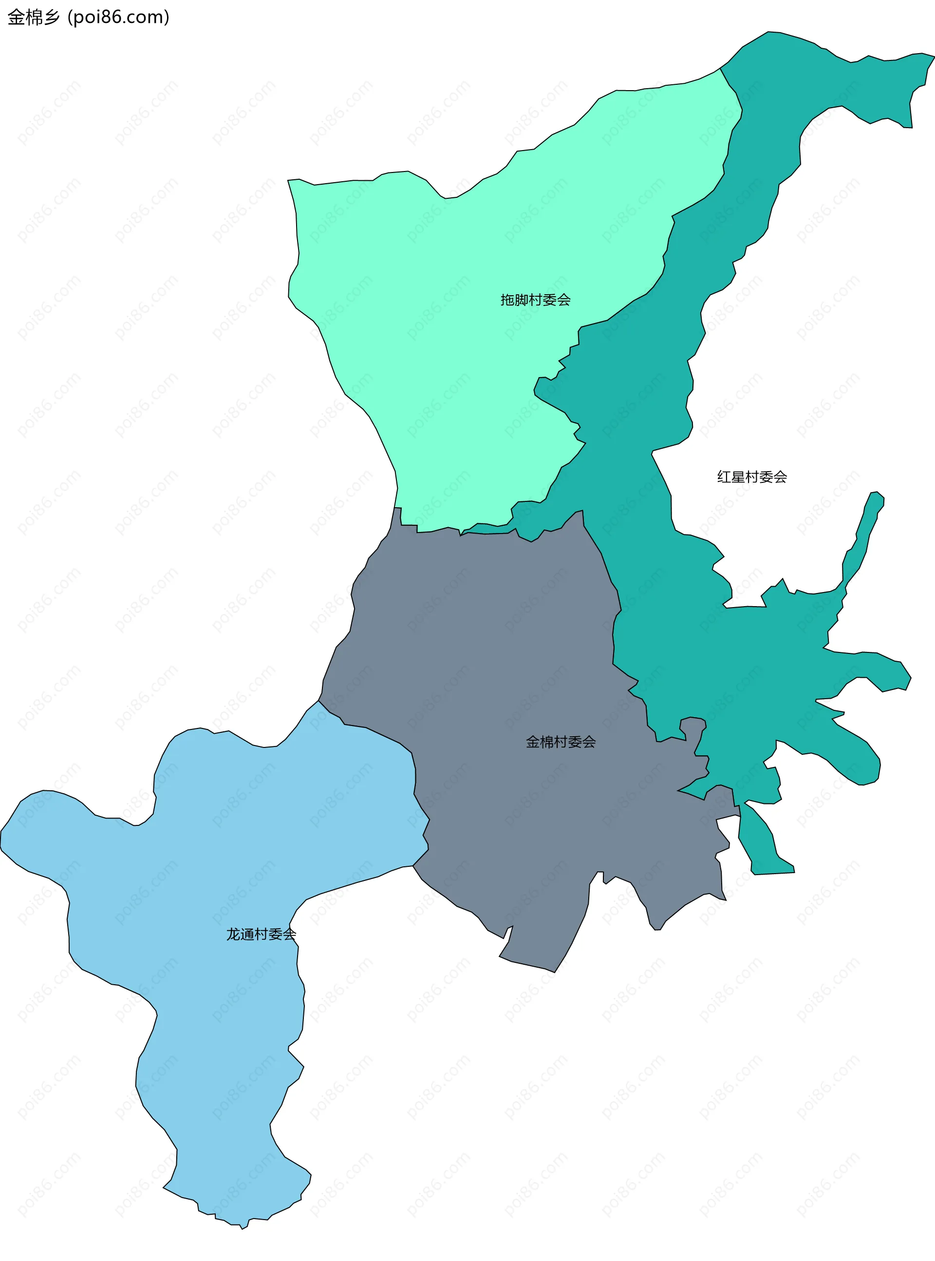 金棉乡边界地图(五级行政区划)